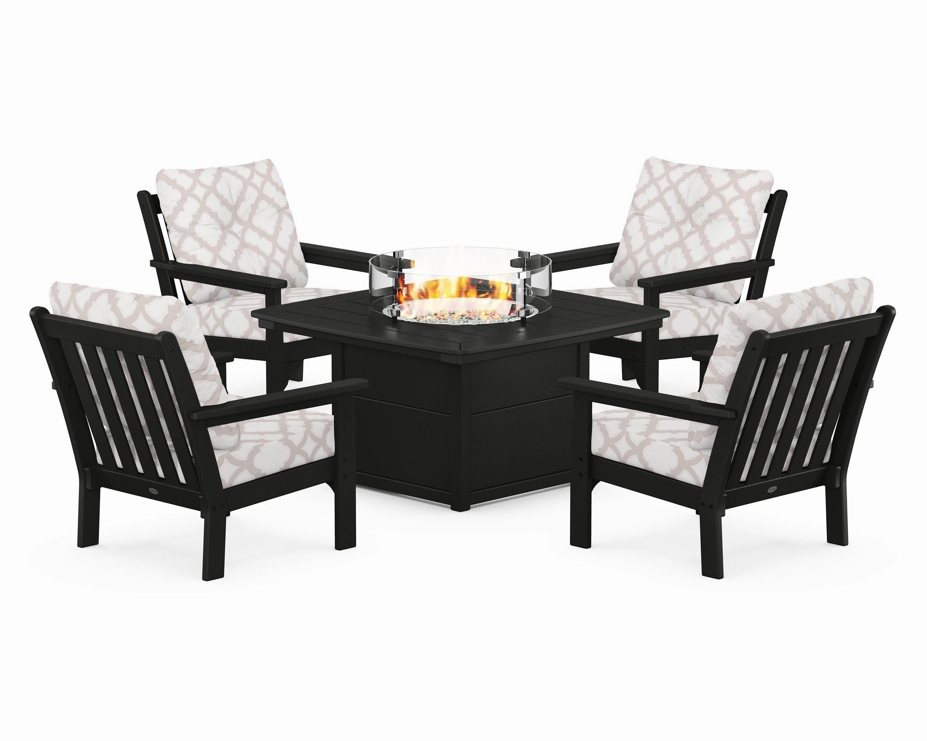 Vineyard 5-Piece Conversation Set with Fire Pit Table