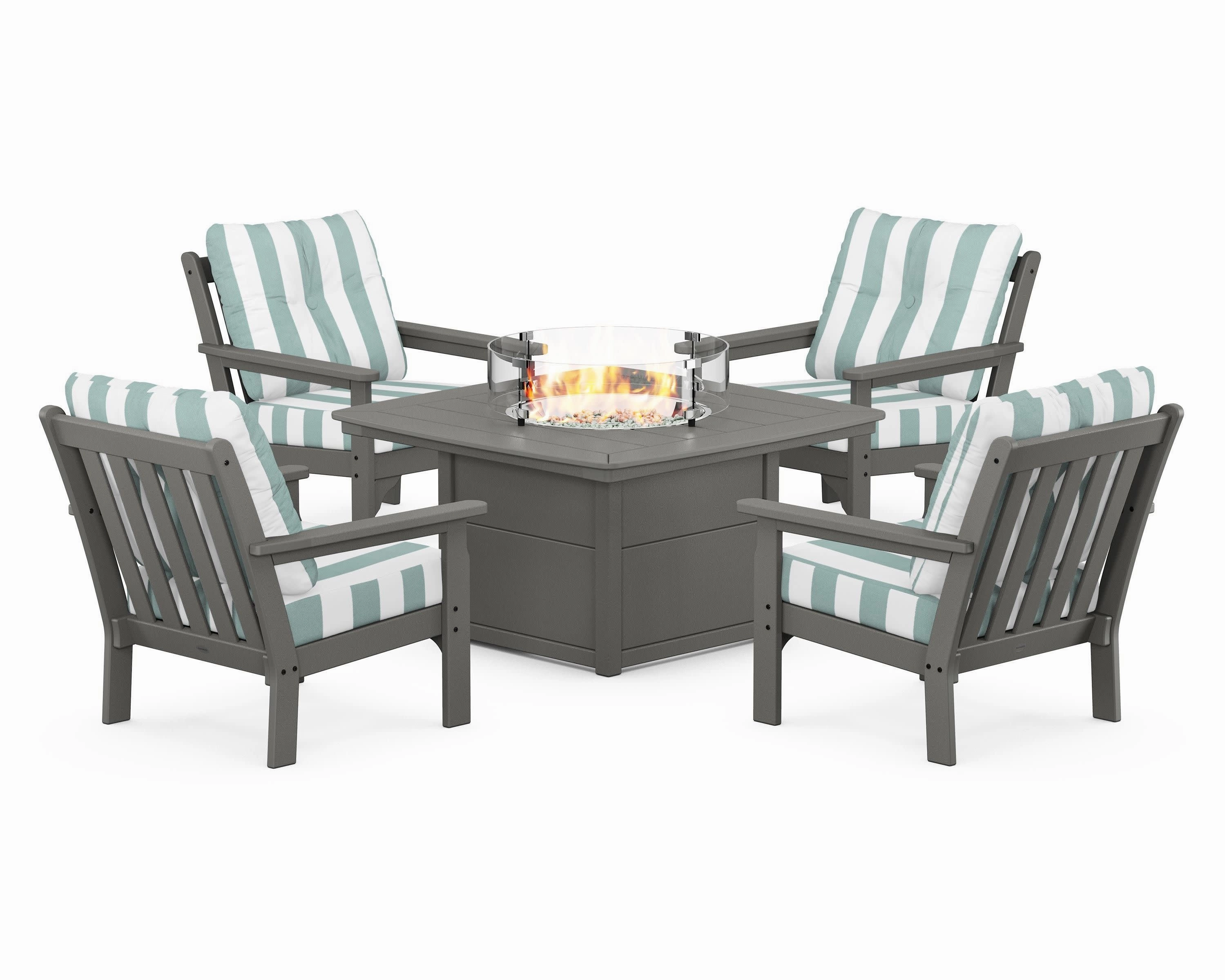 Vineyard 5-Piece Conversation Set with Fire Pit Table