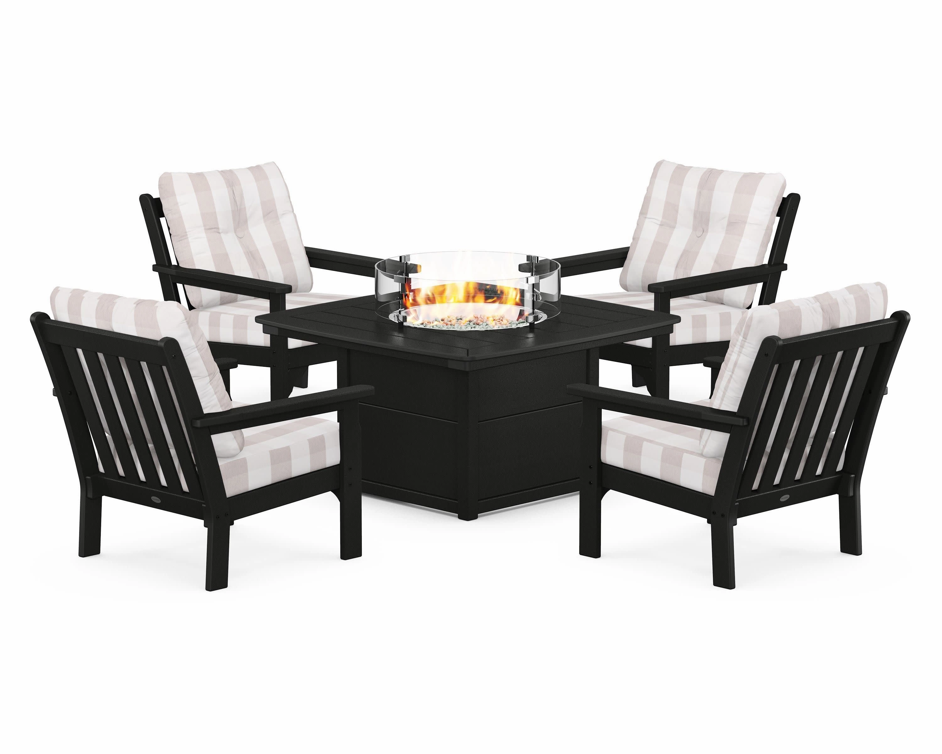 Vineyard 5-Piece Conversation Set with Fire Pit Table