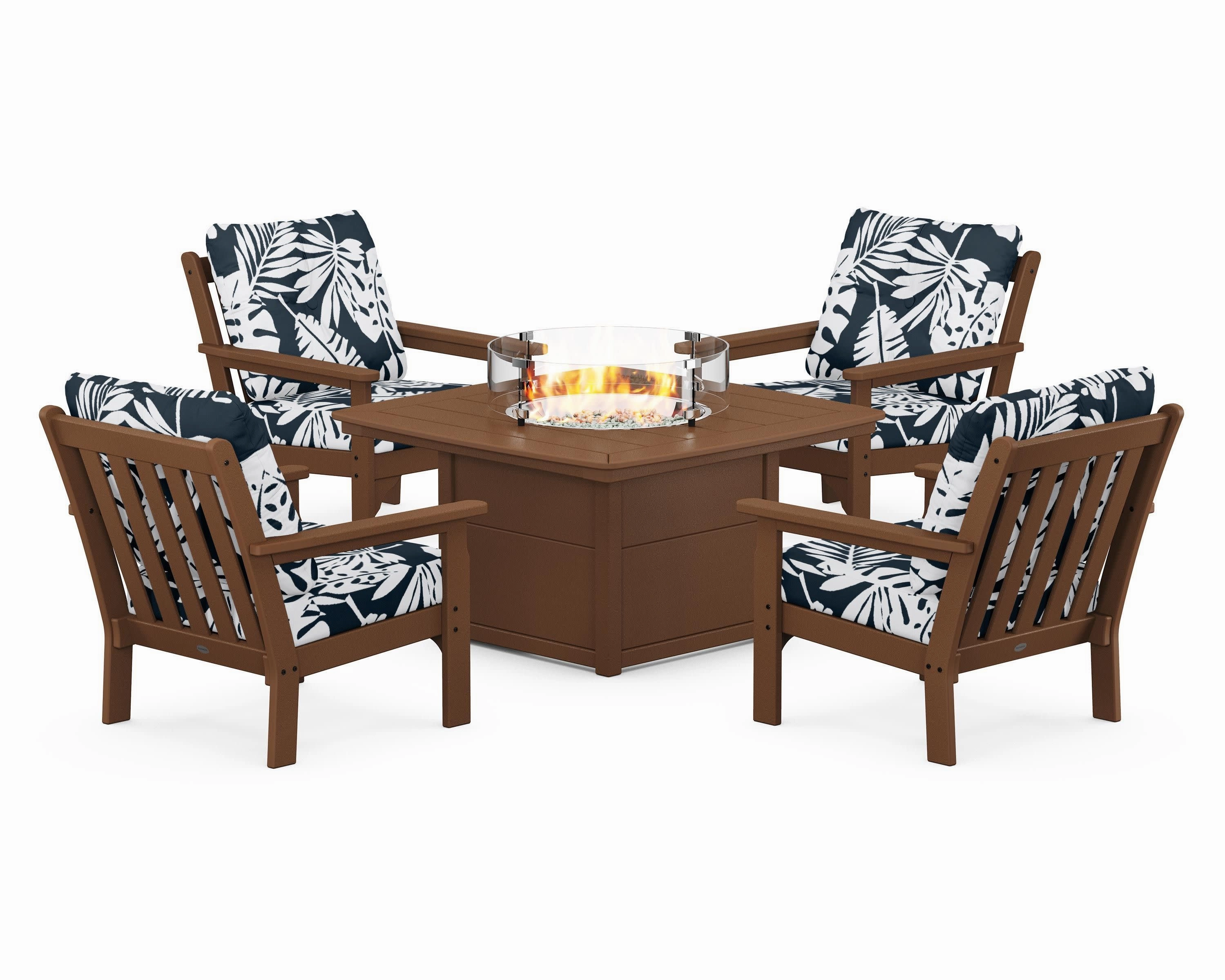 Vineyard 5-Piece Conversation Set with Fire Pit Table