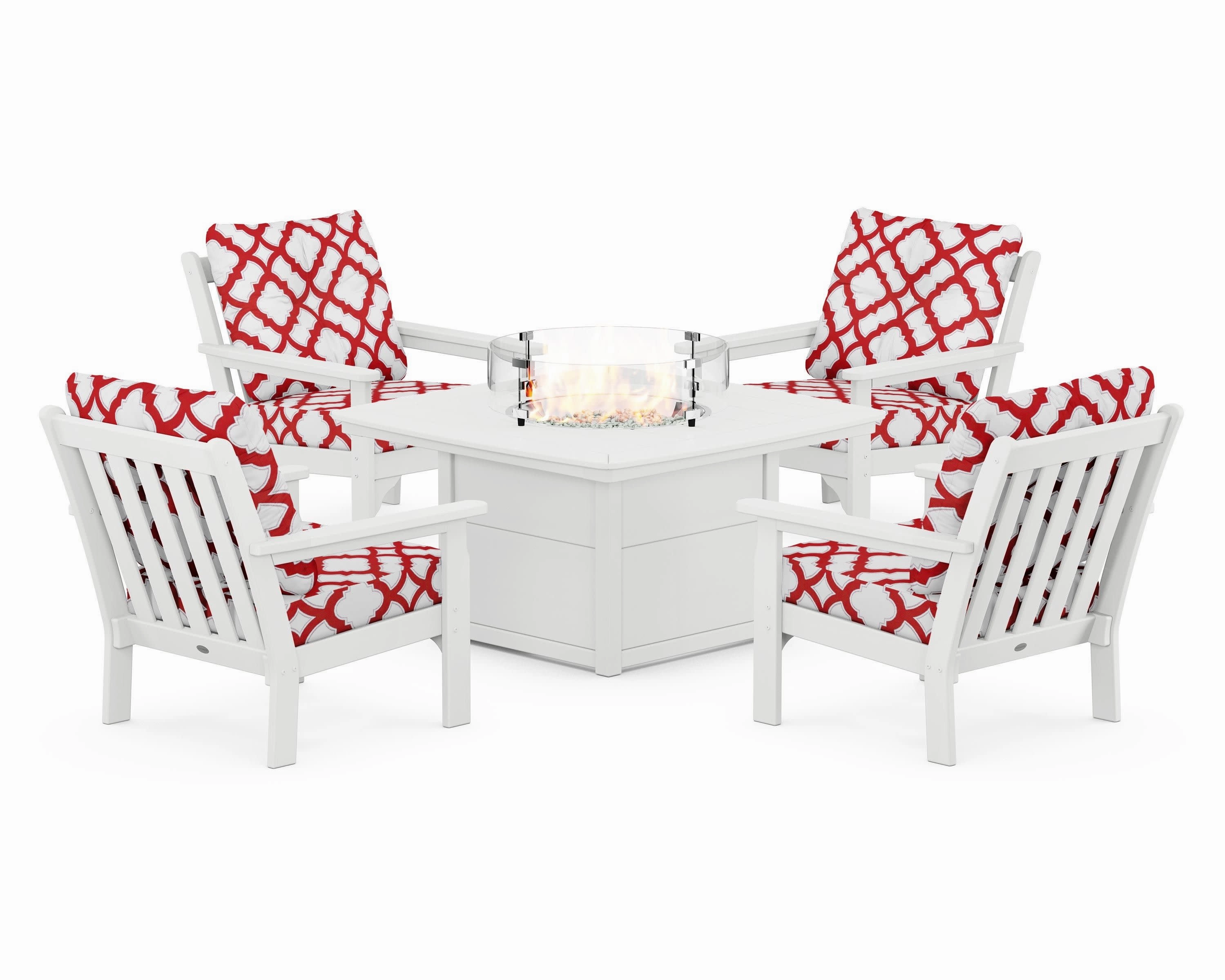 Vineyard 5-Piece Conversation Set with Fire Pit Table