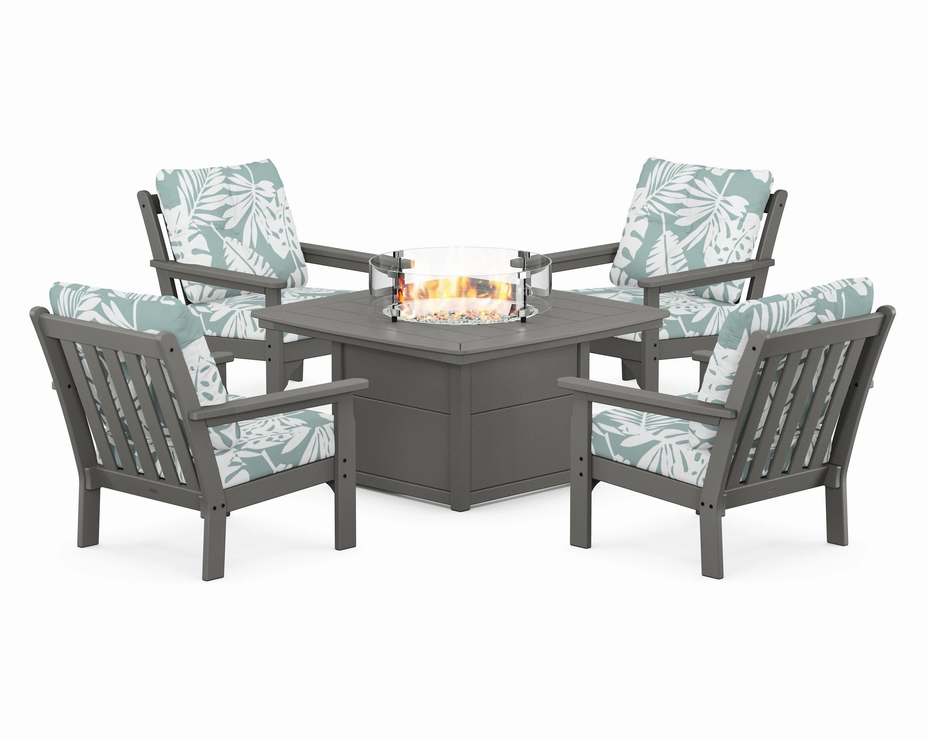 Vineyard 5-Piece Conversation Set with Fire Pit Table