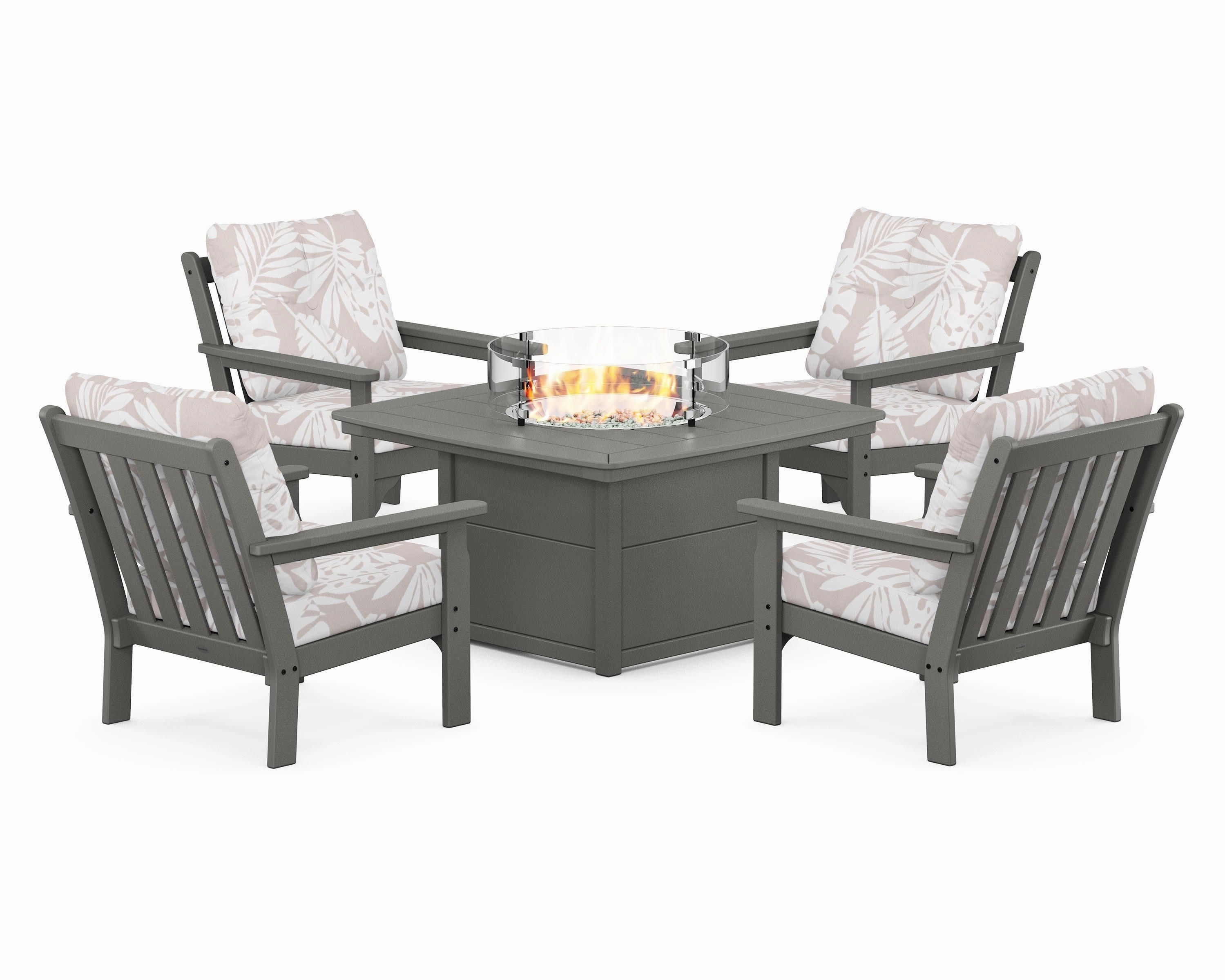 Vineyard 5-Piece Conversation Set with Fire Pit Table