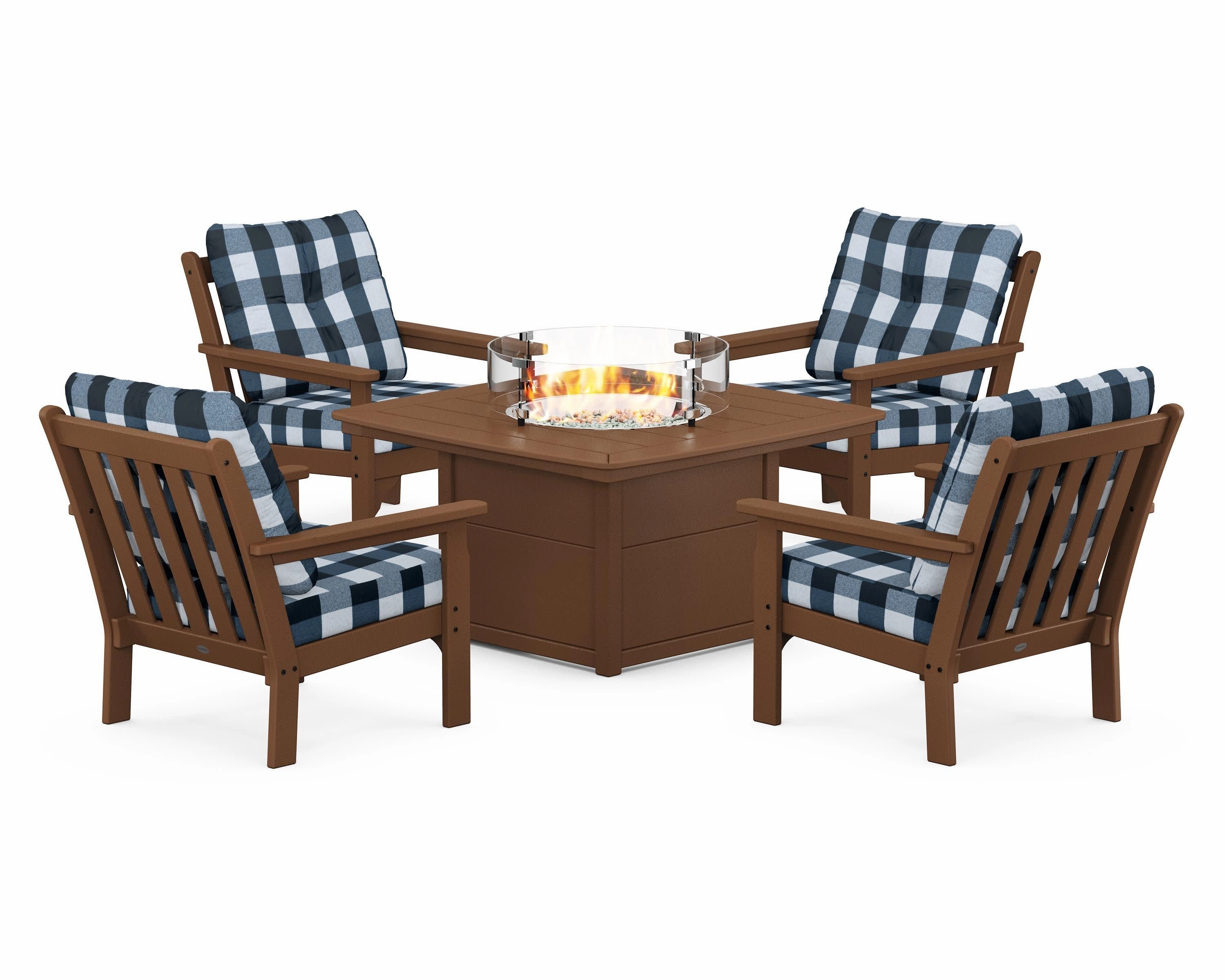 Vineyard 5-Piece Conversation Set with Fire Pit Table