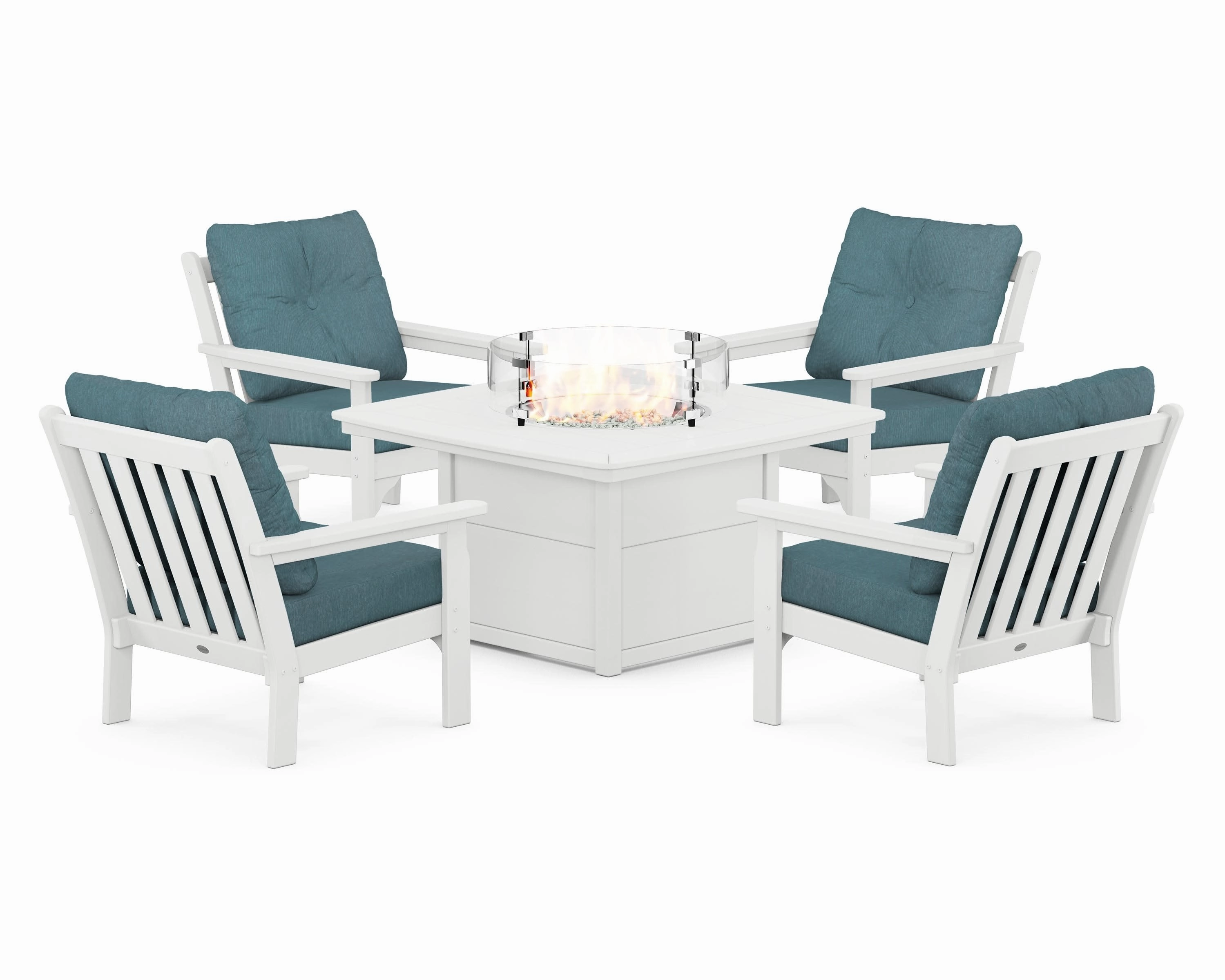 Vineyard 5-Piece Conversation Set with Fire Pit Table