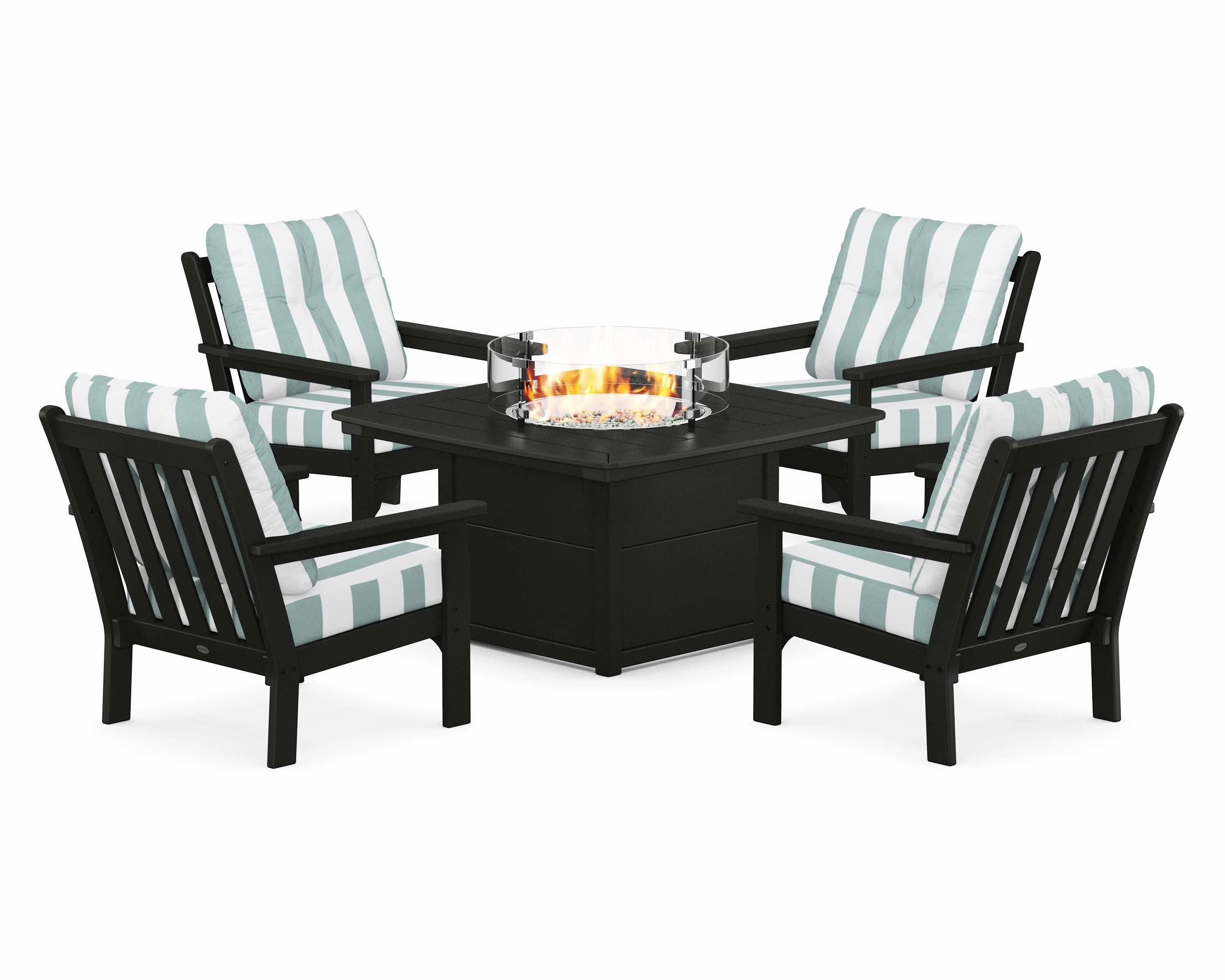 Vineyard 5-Piece Conversation Set with Fire Pit Table