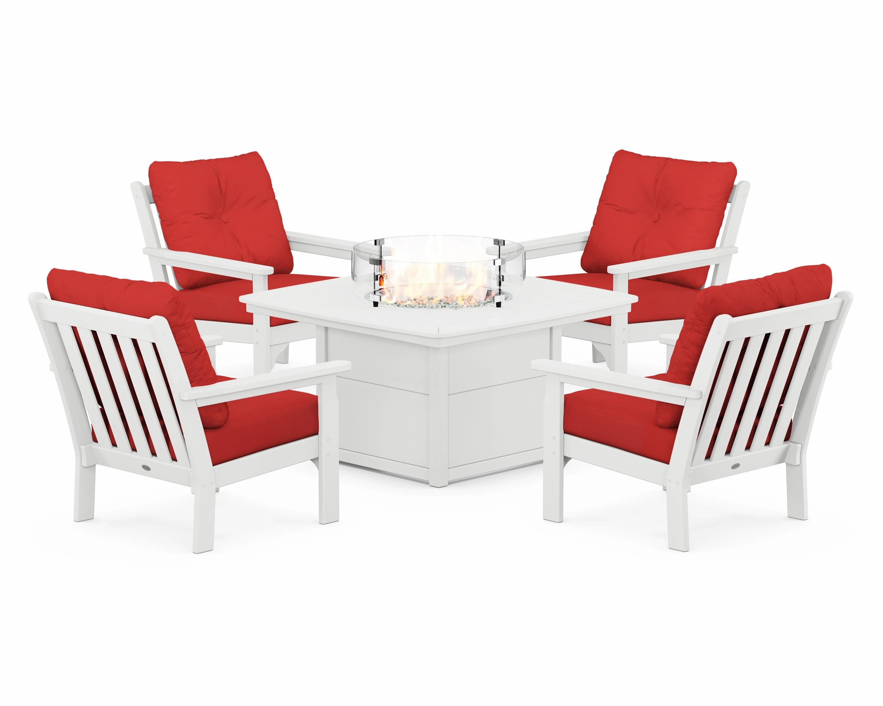 Vineyard 5-Piece Conversation Set with Fire Pit Table