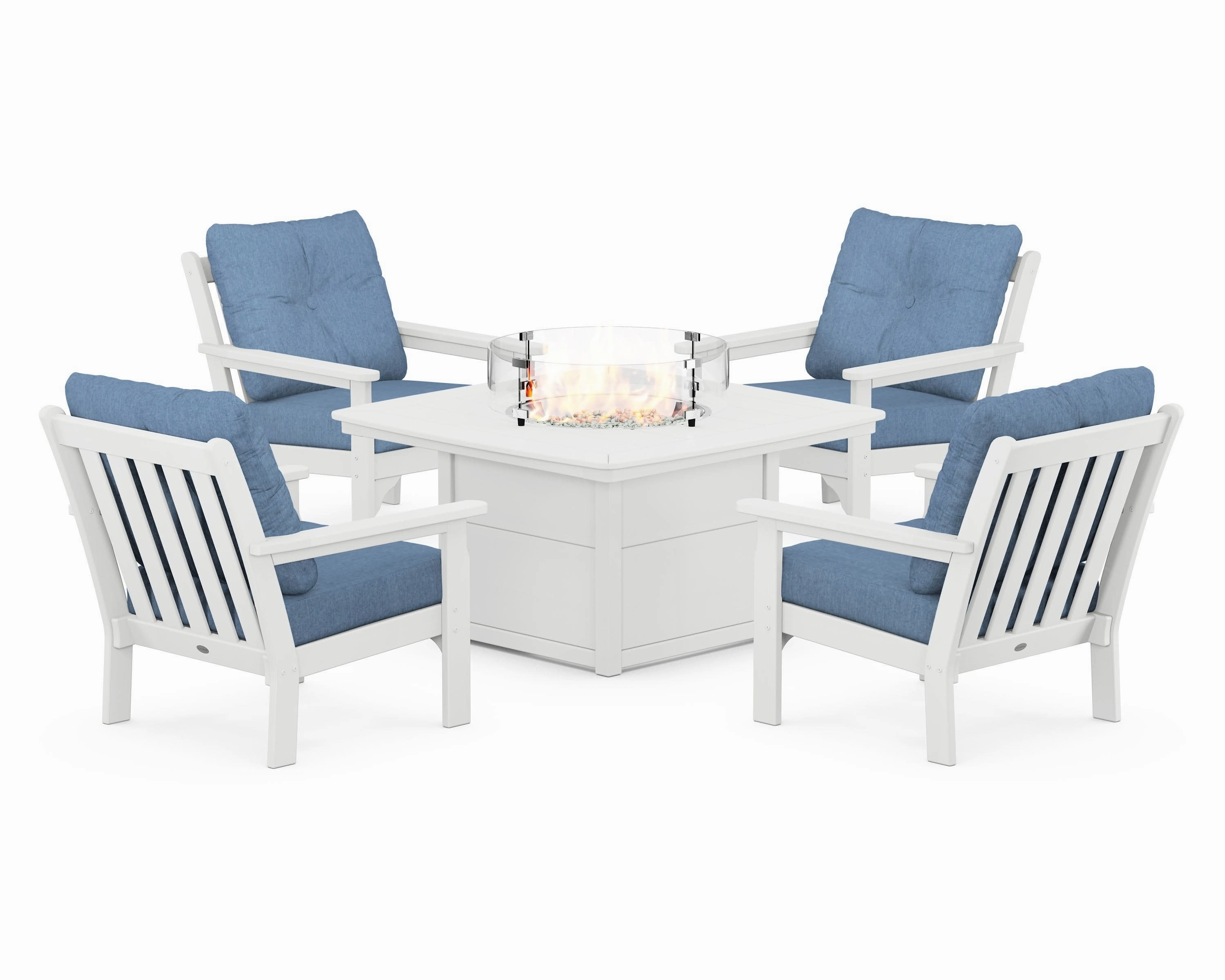 Vineyard 5-Piece Conversation Set with Fire Pit Table