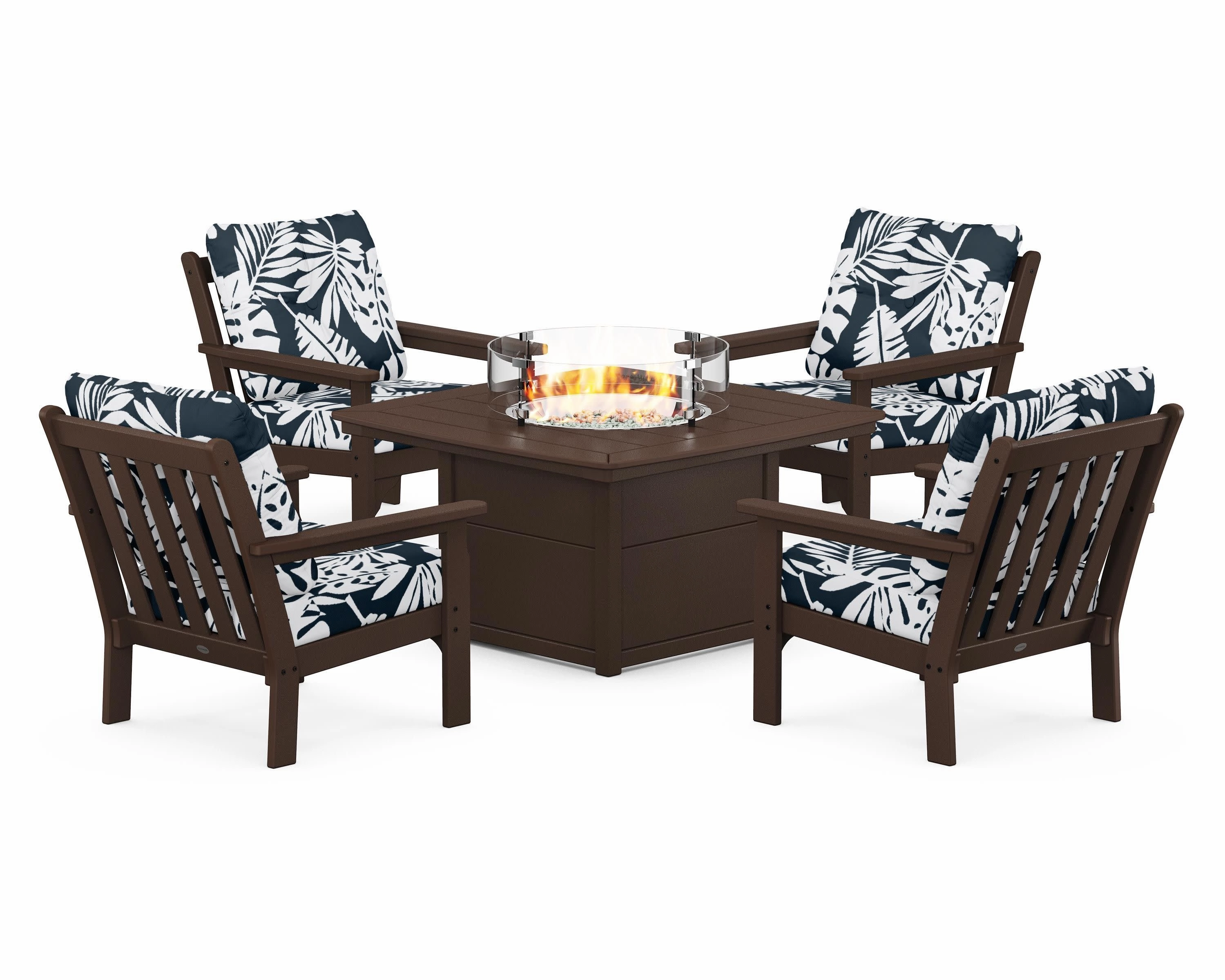 Vineyard 5-Piece Conversation Set with Fire Pit Table
