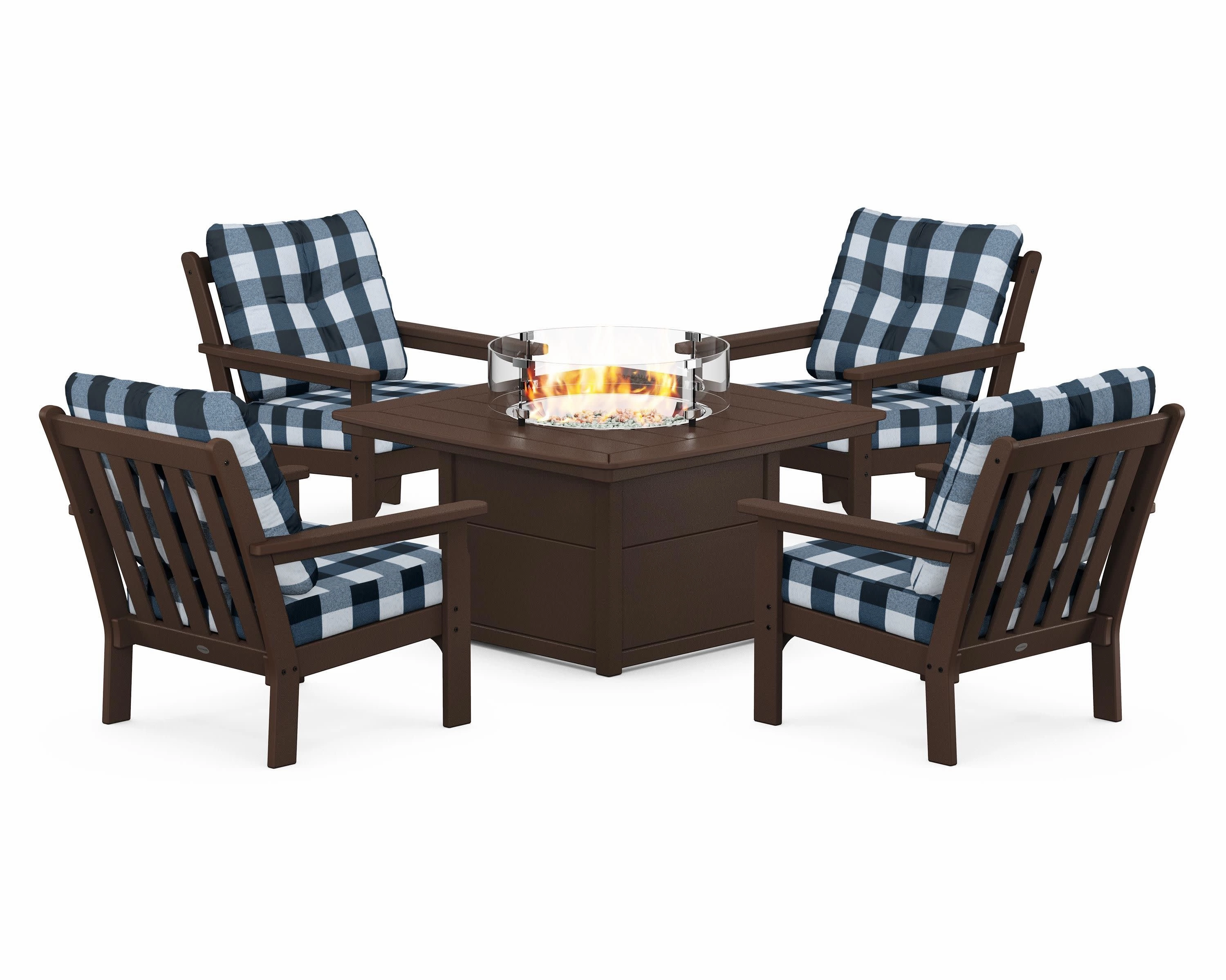 Vineyard 5-Piece Conversation Set with Fire Pit Table