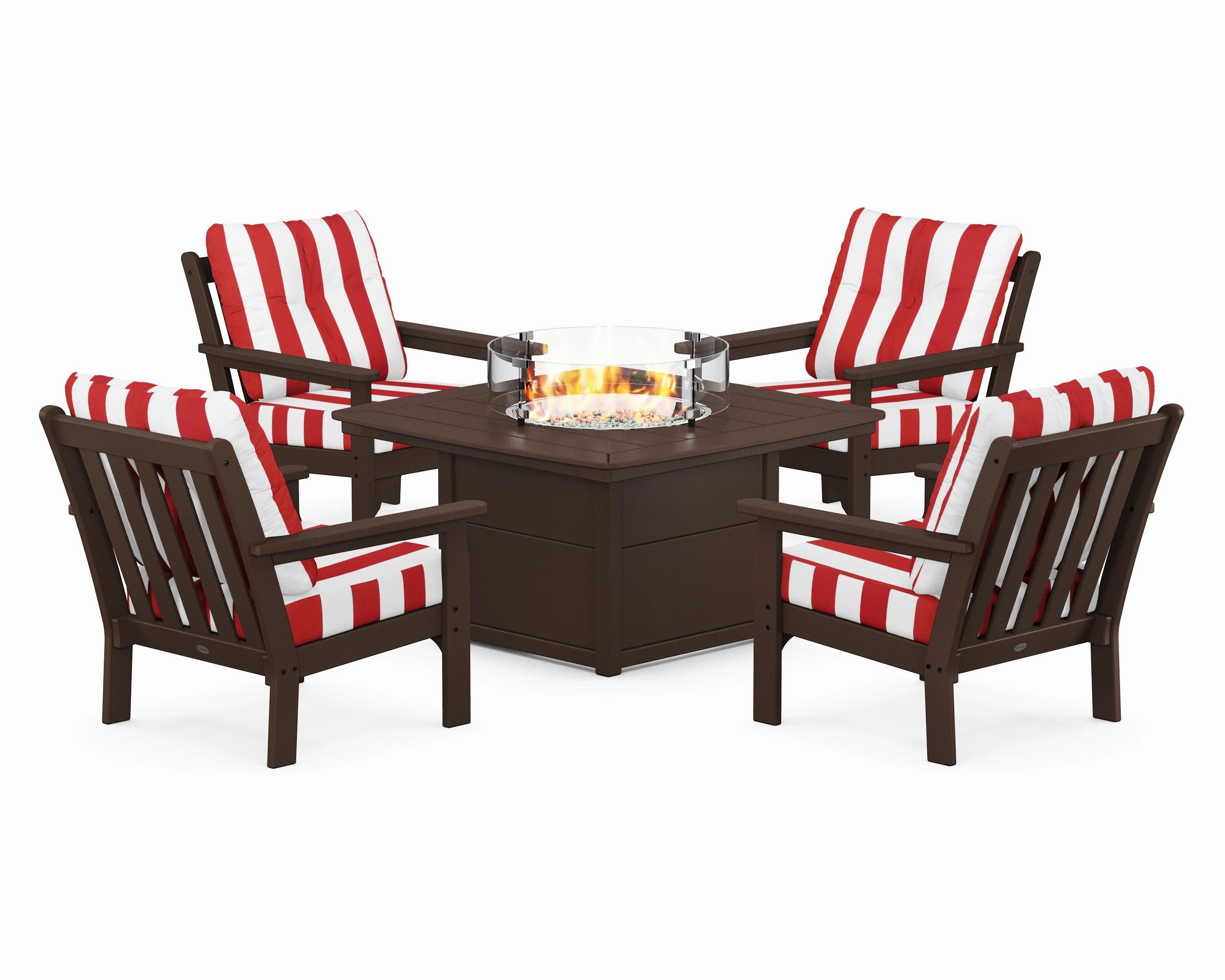 Vineyard 5-Piece Conversation Set with Fire Pit Table
