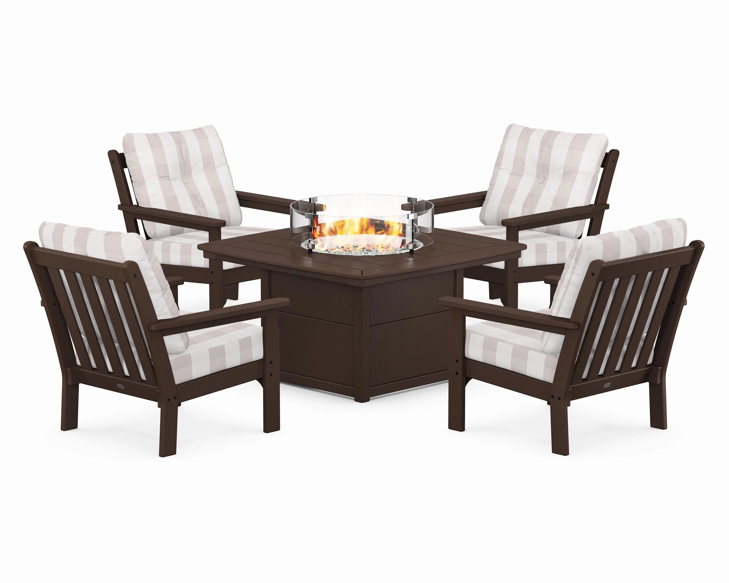 Vineyard 5-Piece Conversation Set with Fire Pit Table