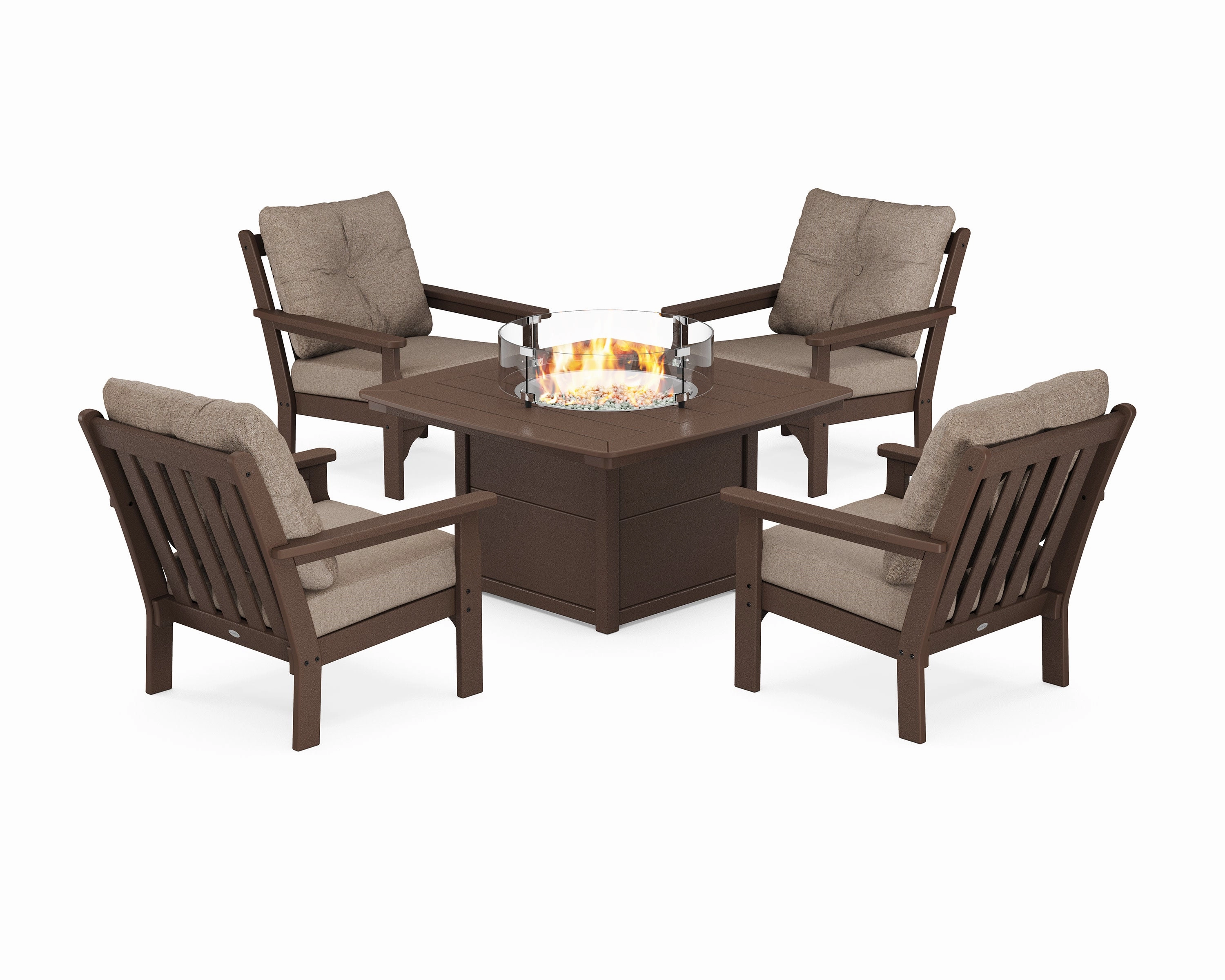 Vineyard 5-Piece Conversation Set with Fire Pit Table