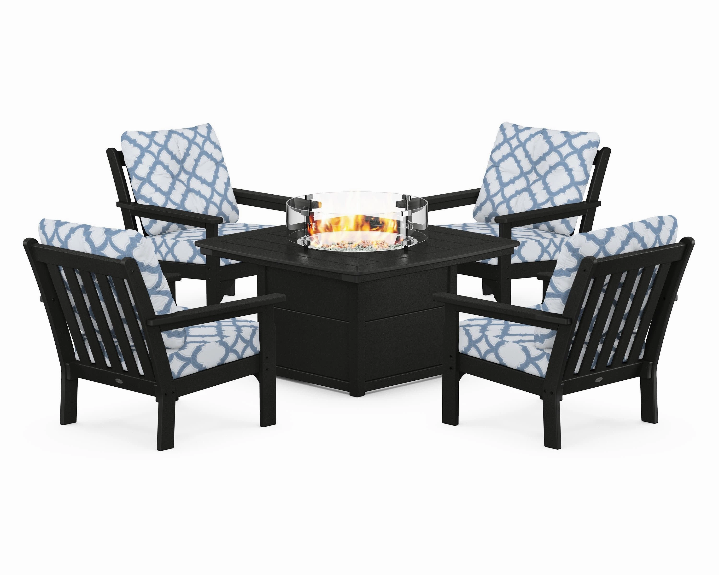 Vineyard 5-Piece Conversation Set with Fire Pit Table
