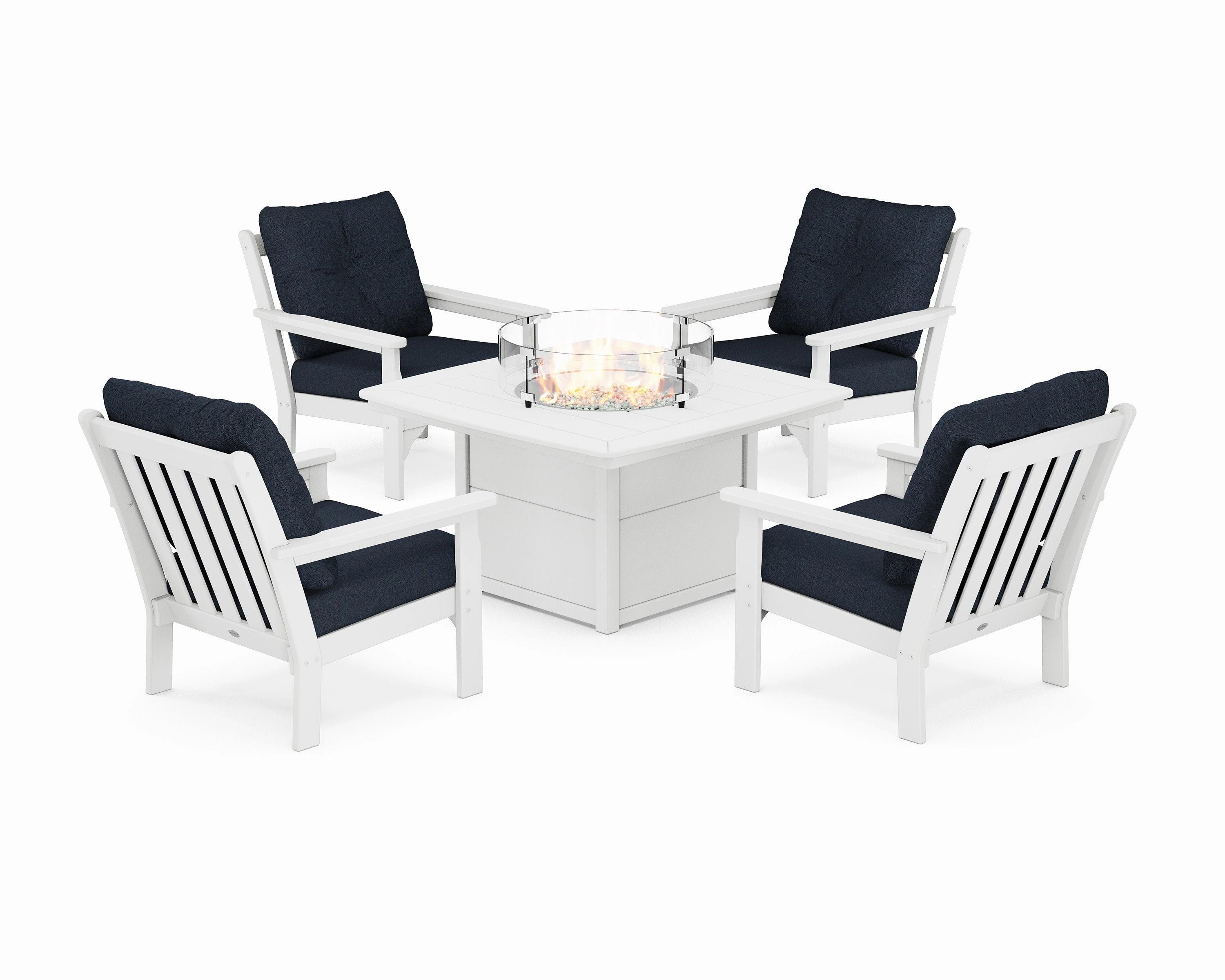 Vineyard 5-Piece Conversation Set with Fire Pit Table