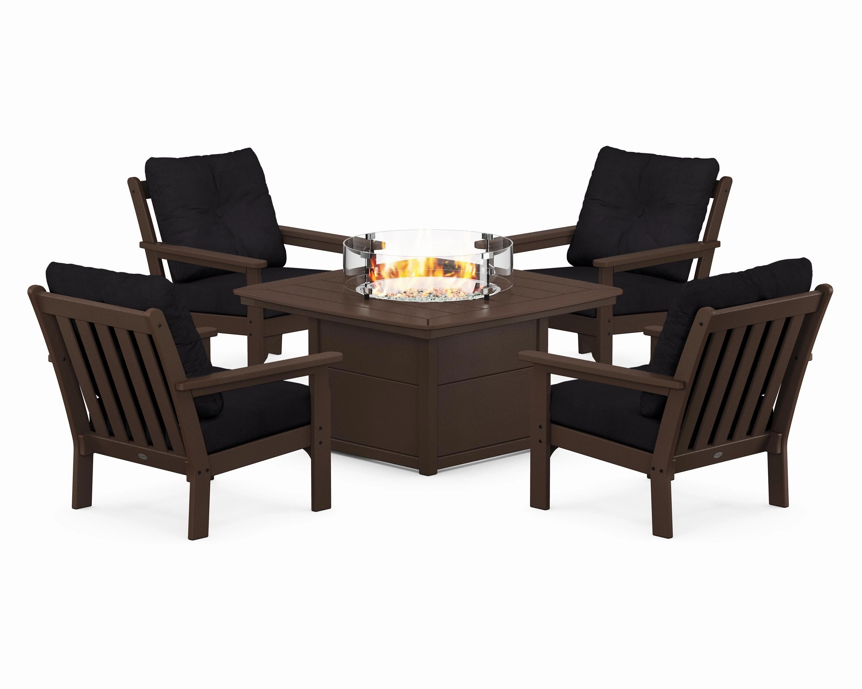 Vineyard 5-Piece Conversation Set with Fire Pit Table