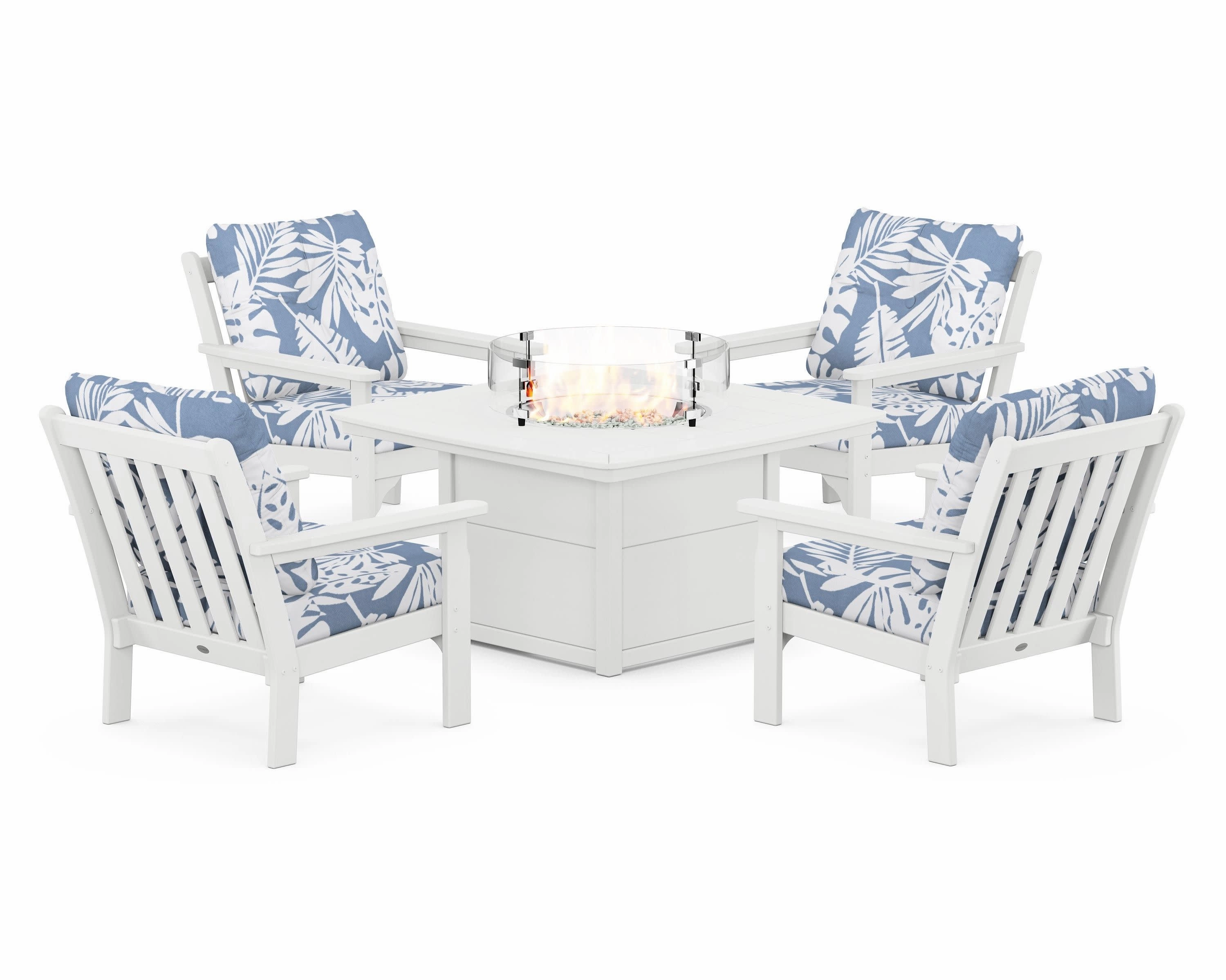 Vineyard 5-Piece Conversation Set with Fire Pit Table