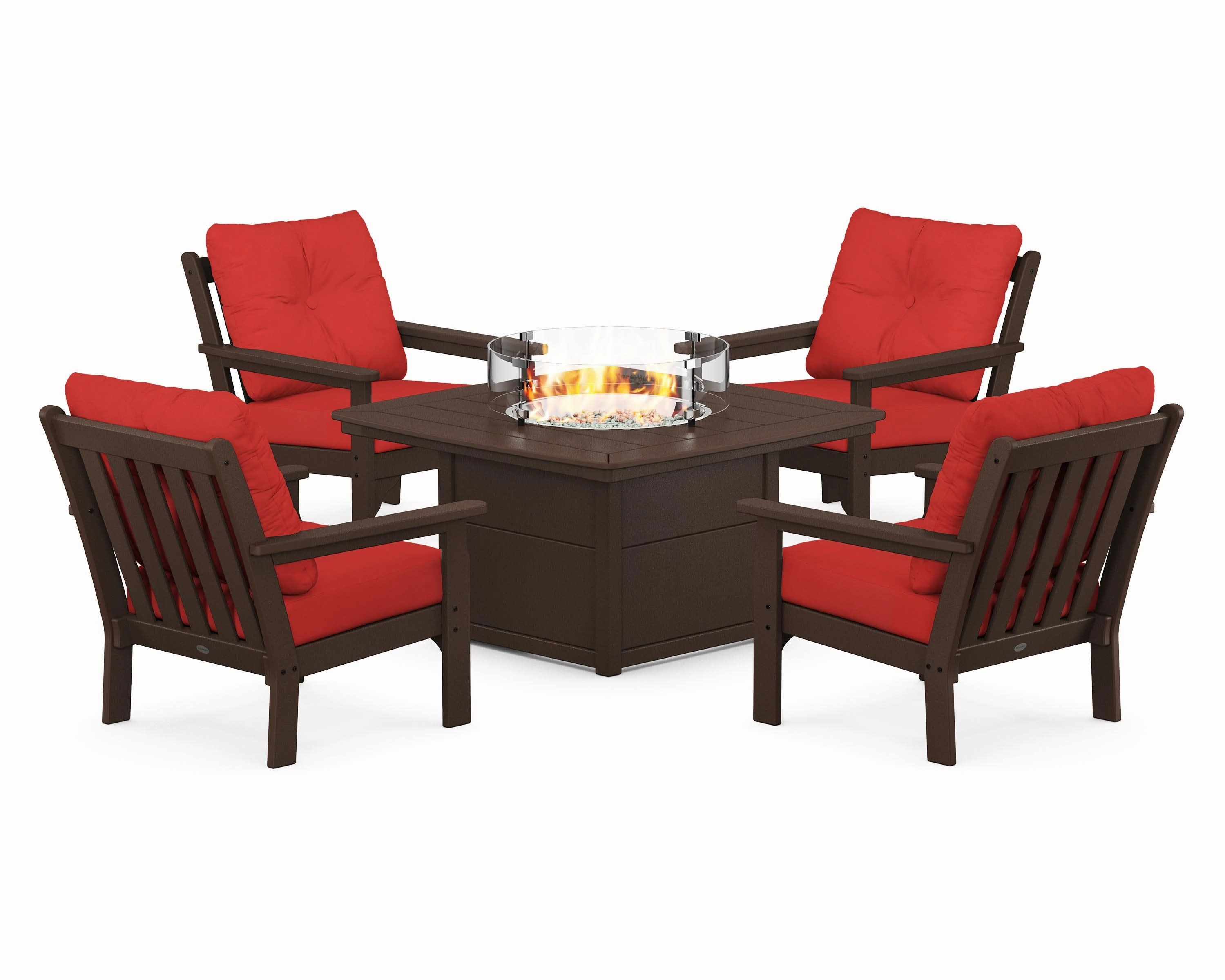 Vineyard 5-Piece Conversation Set with Fire Pit Table