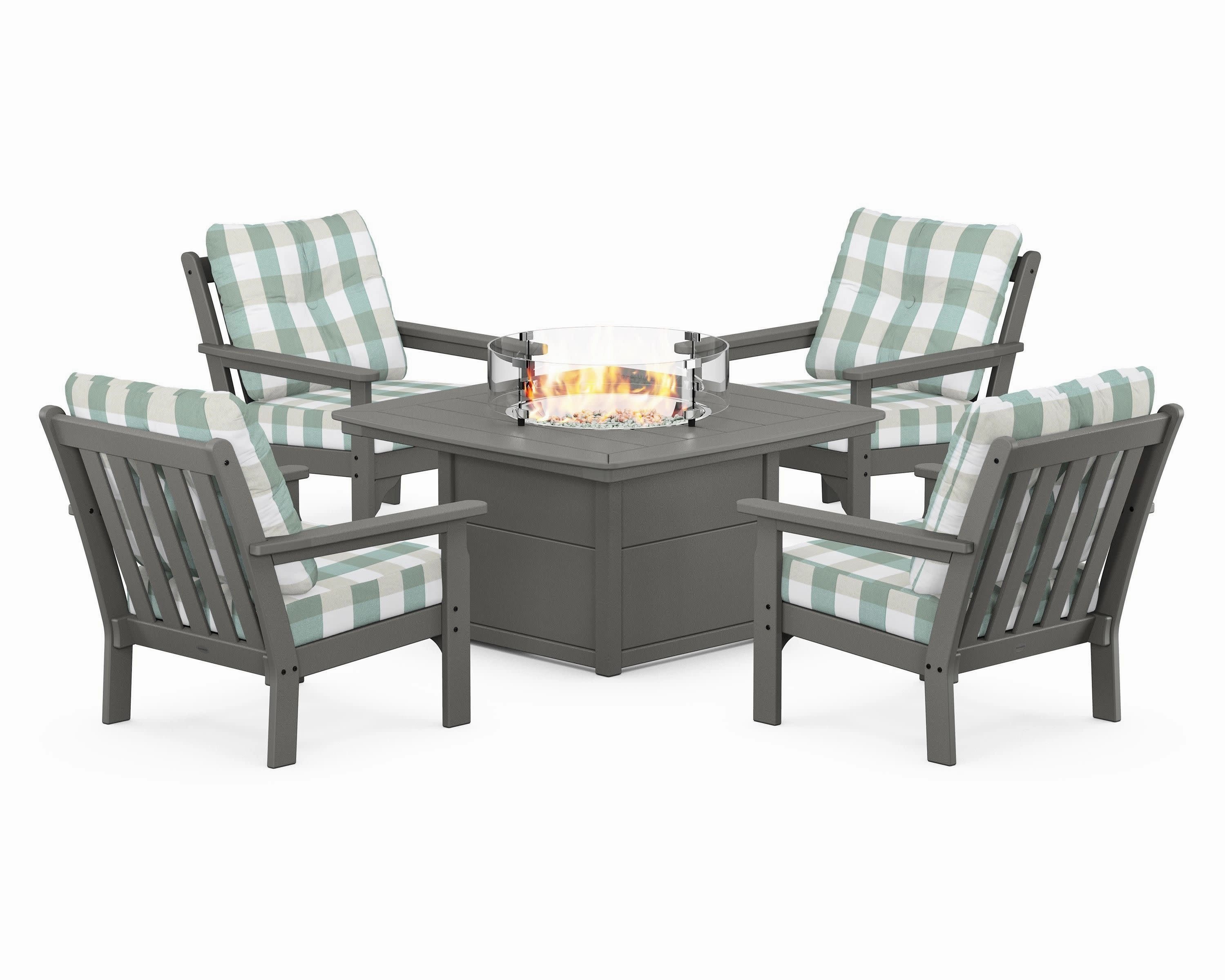 Vineyard 5-Piece Conversation Set with Fire Pit Table
