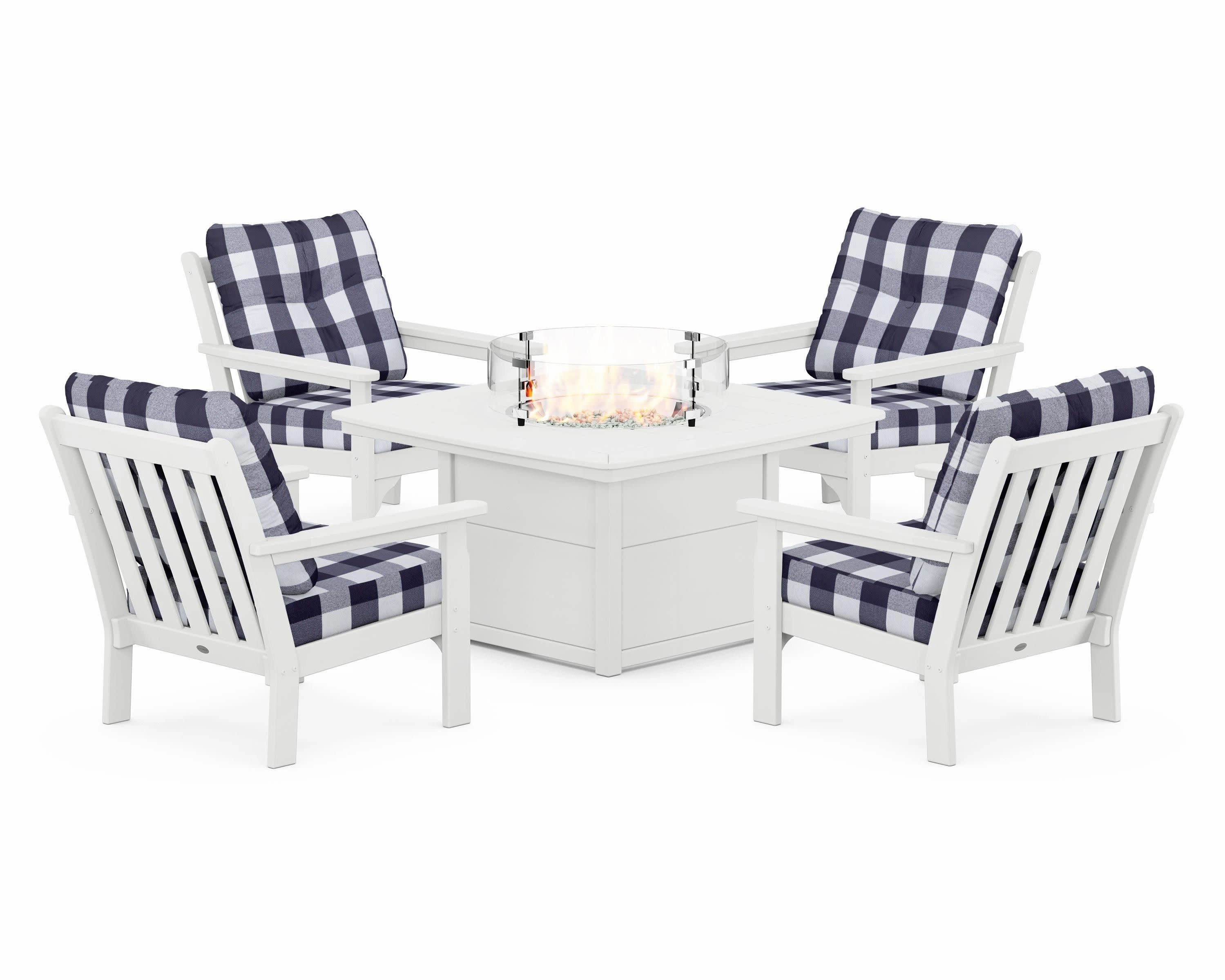 Vineyard 5-Piece Conversation Set with Fire Pit Table