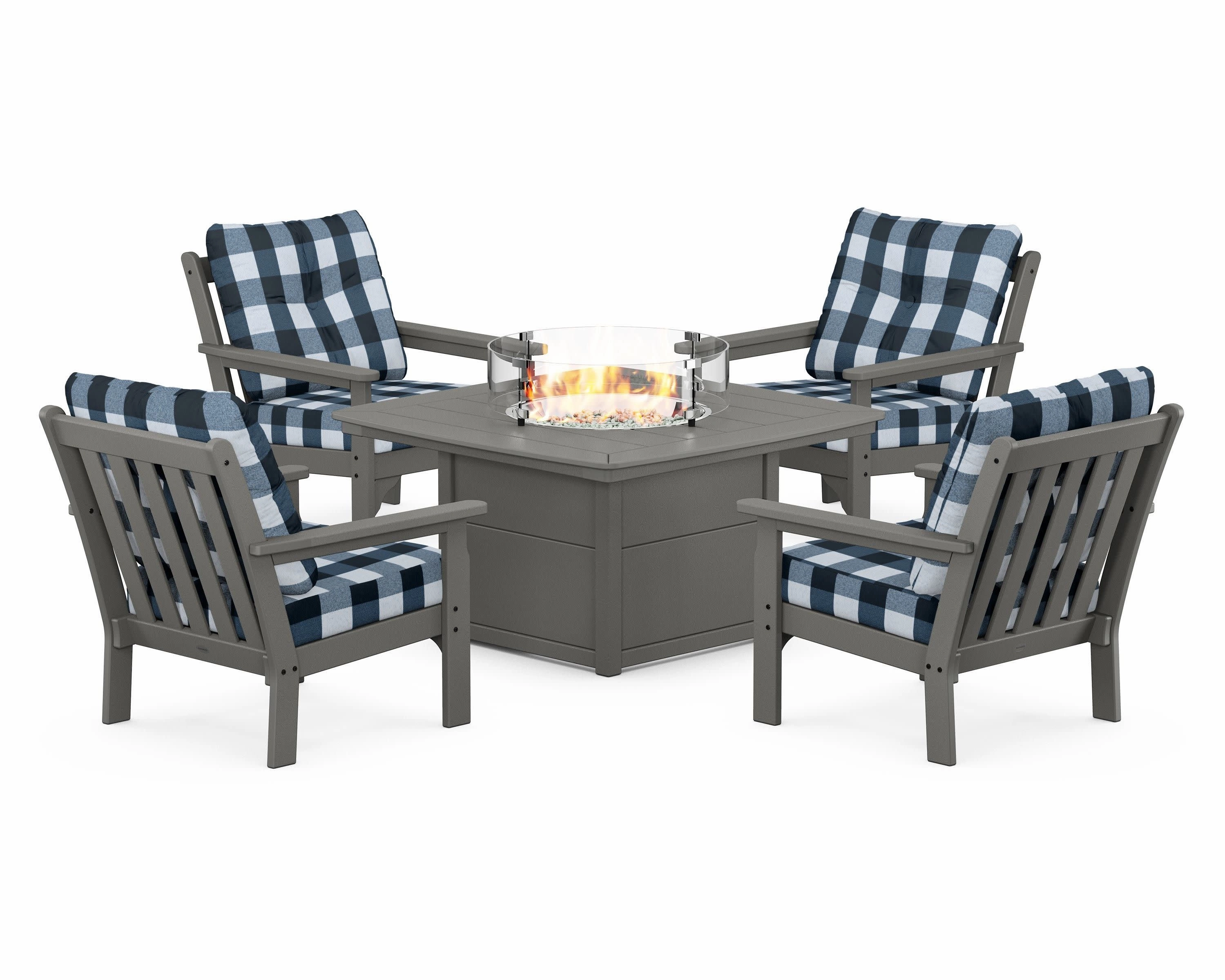 Vineyard 5-Piece Conversation Set with Fire Pit Table