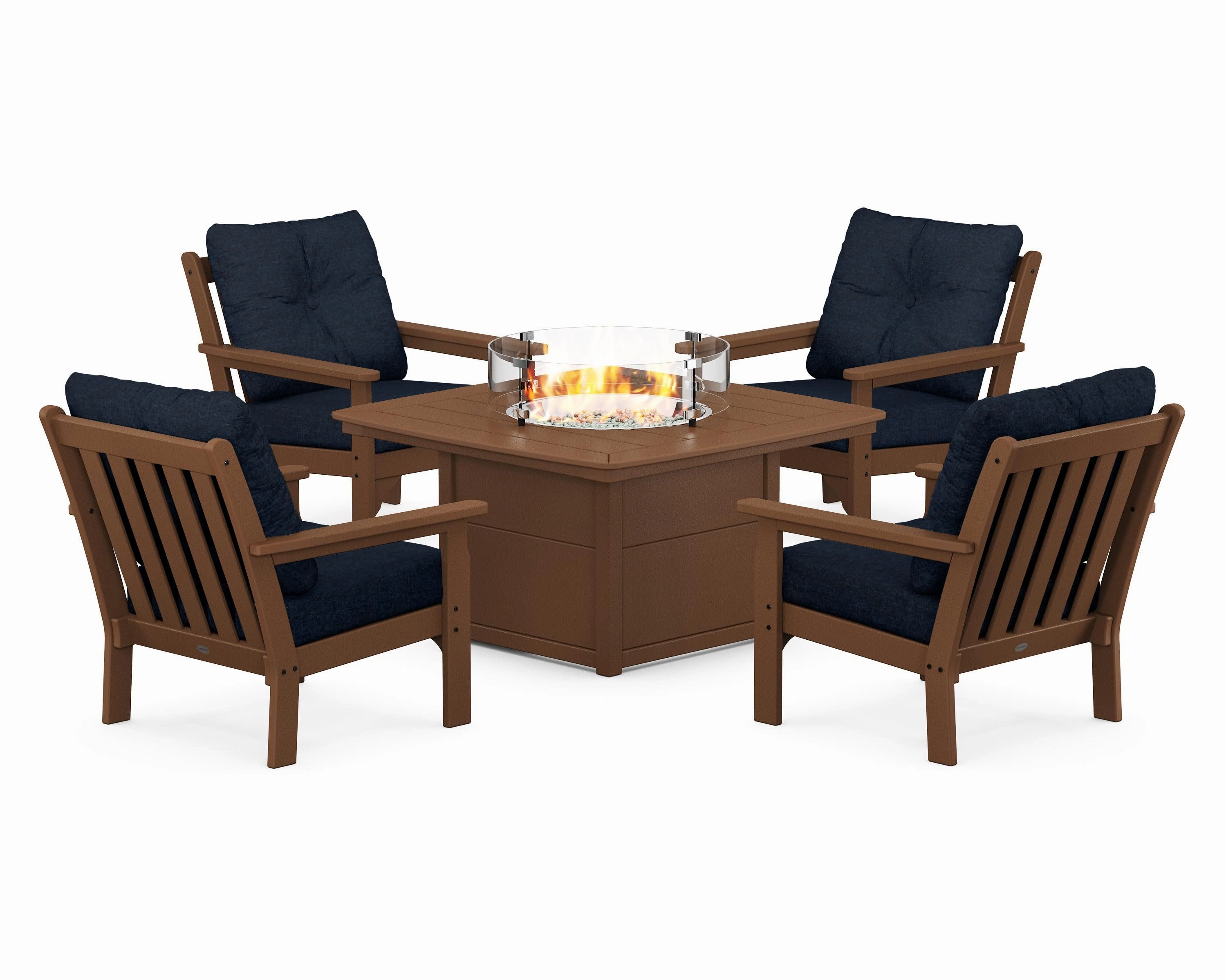 Vineyard 5-Piece Conversation Set with Fire Pit Table