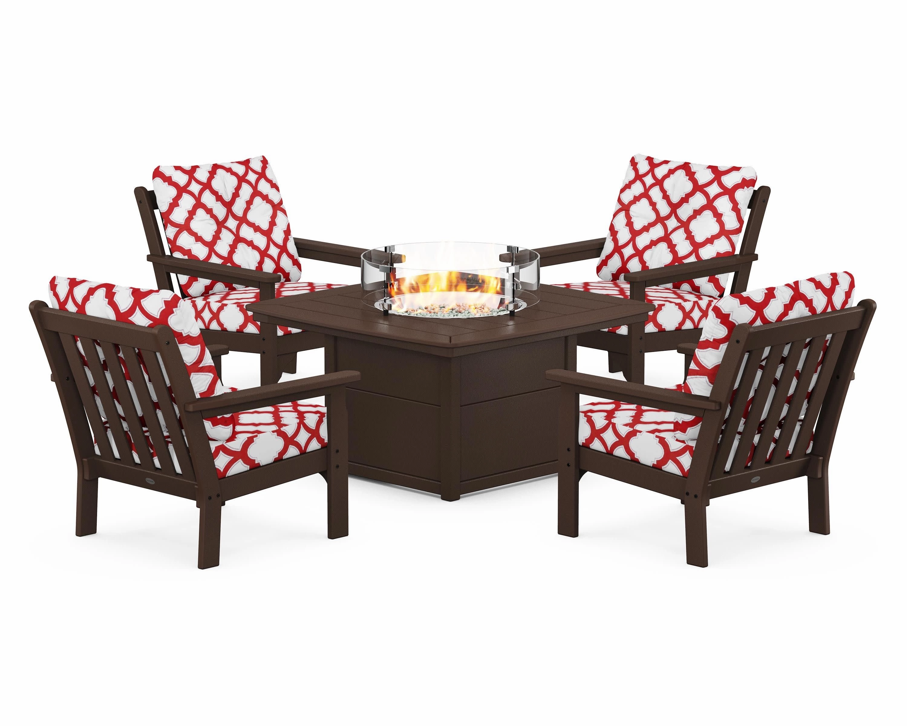 Vineyard 5-Piece Conversation Set with Fire Pit Table