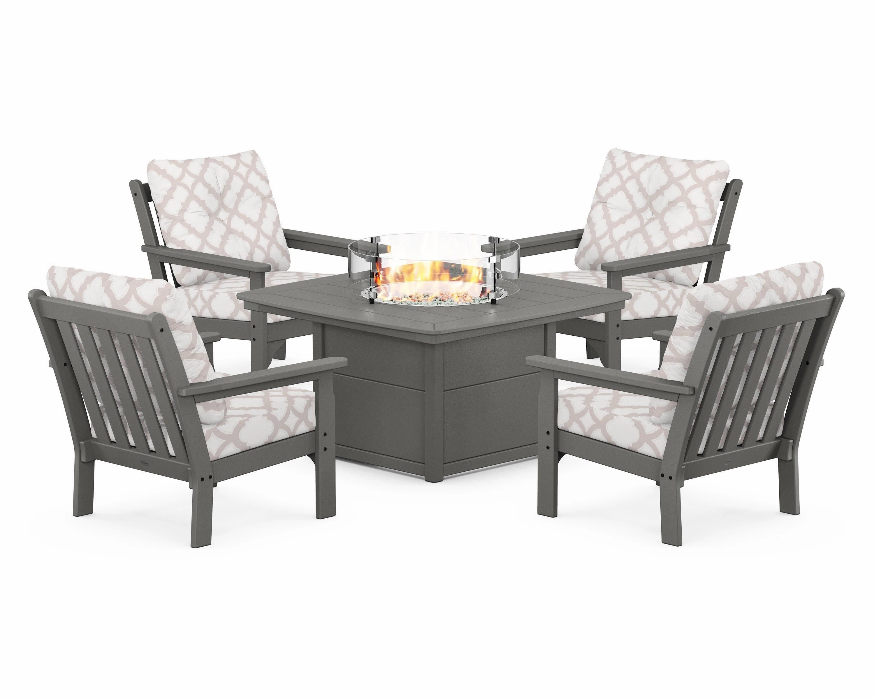 Vineyard 5-Piece Conversation Set with Fire Pit Table