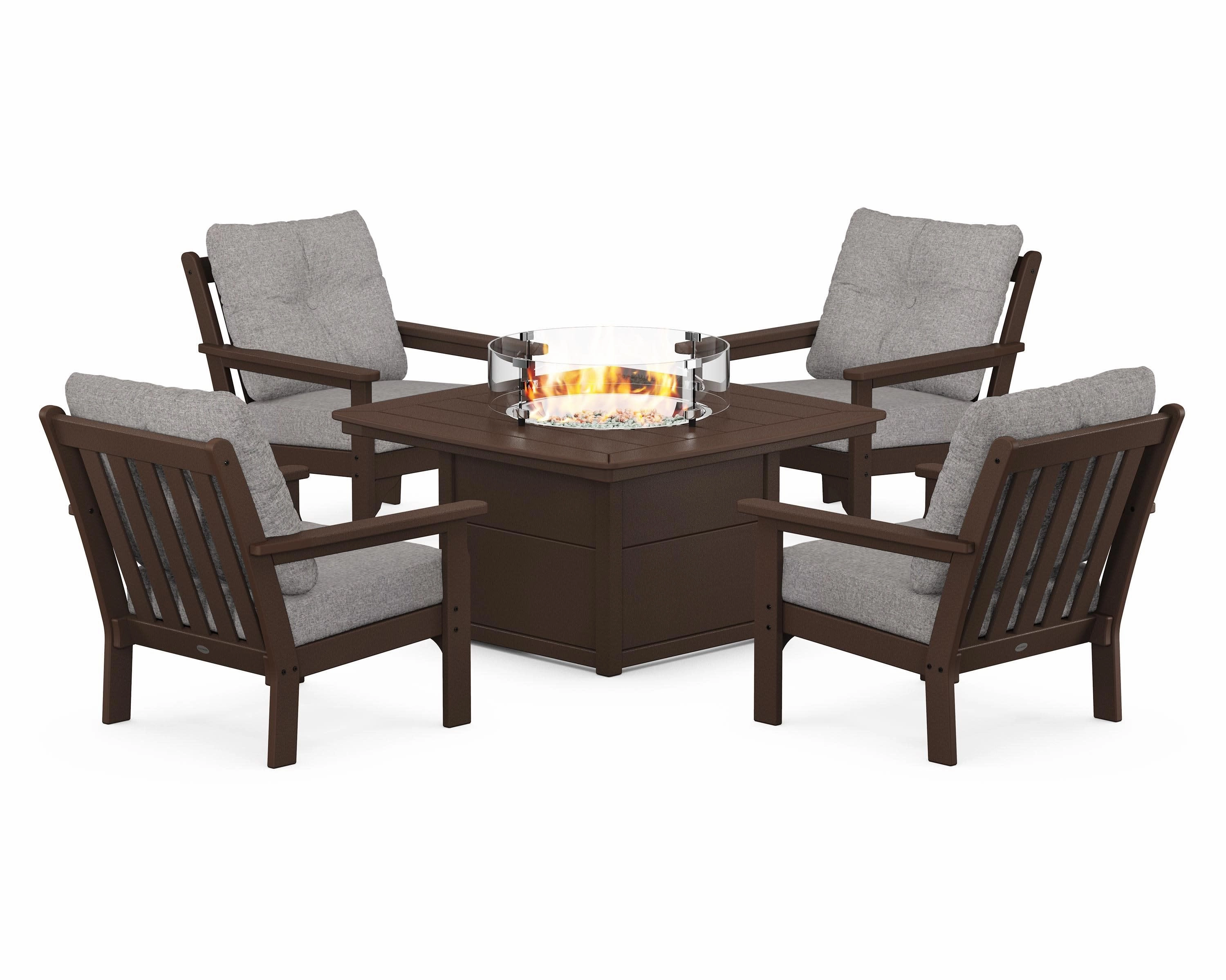 Vineyard 5-Piece Conversation Set with Fire Pit Table