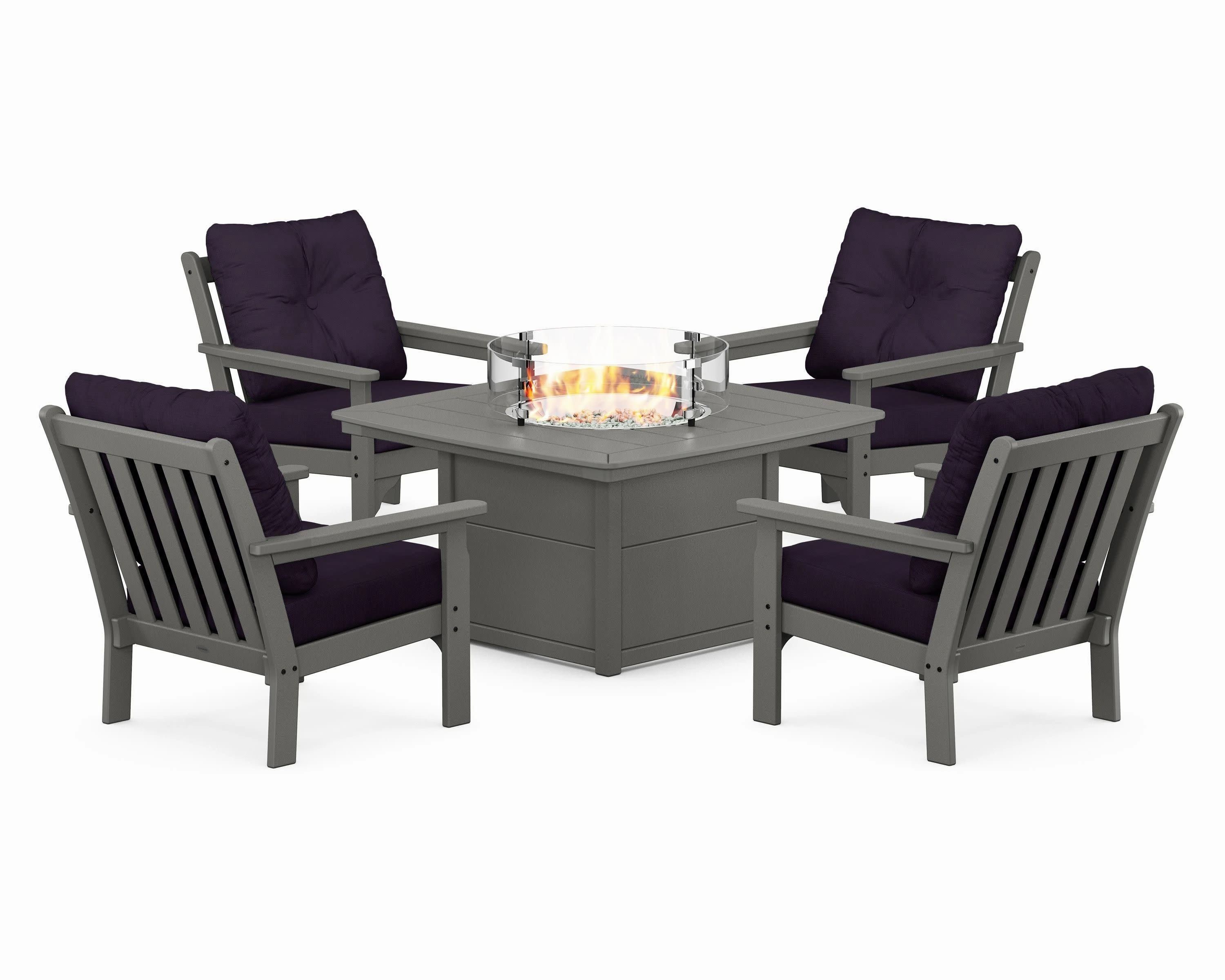 Vineyard 5-Piece Conversation Set with Fire Pit Table
