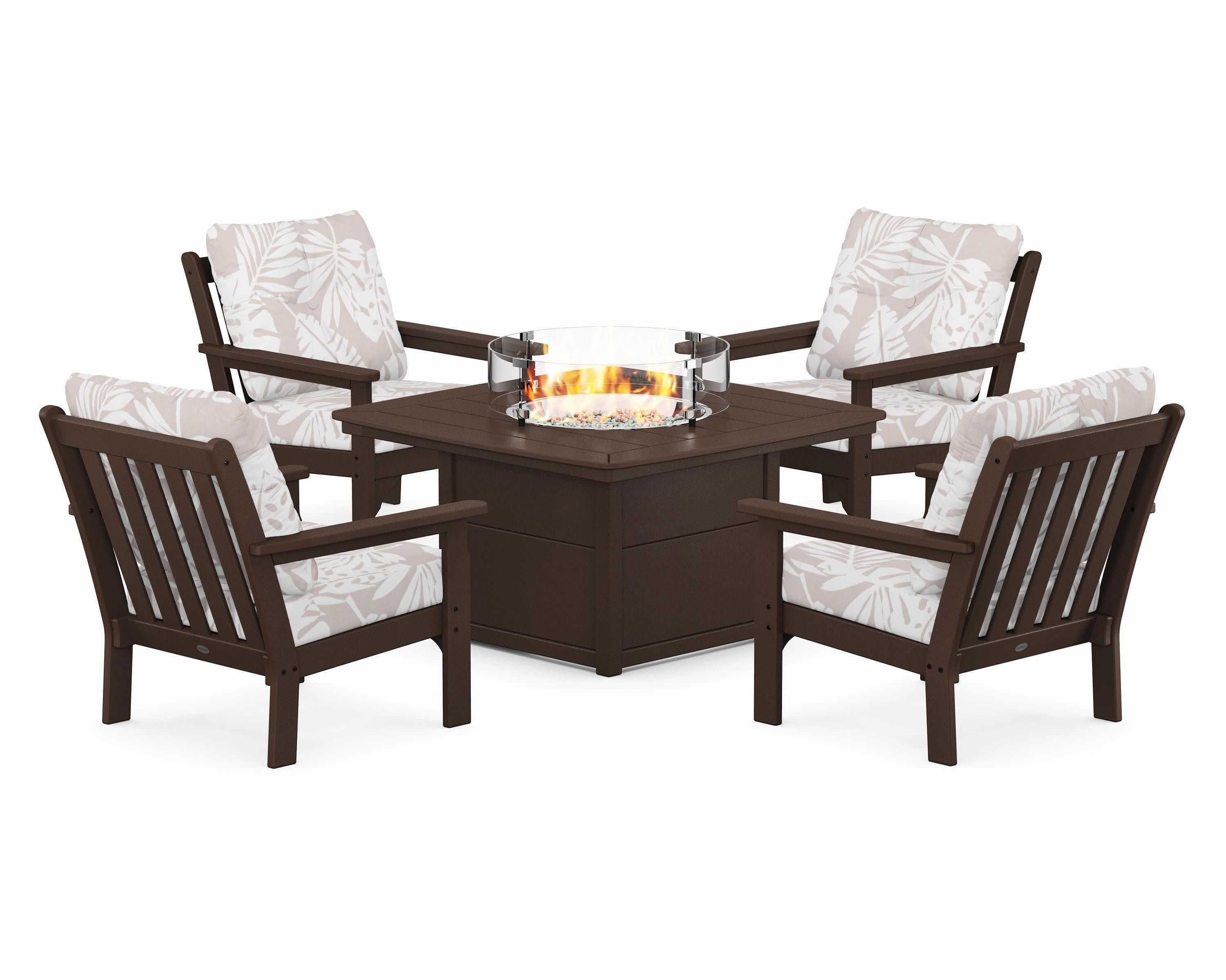 Vineyard 5-Piece Conversation Set with Fire Pit Table
