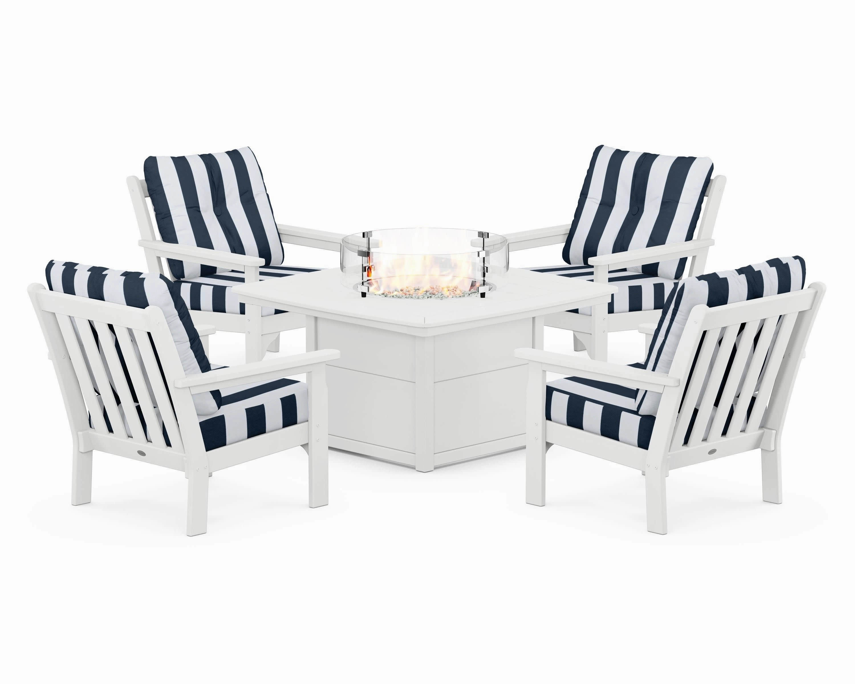 Vineyard 5-Piece Conversation Set with Fire Pit Table
