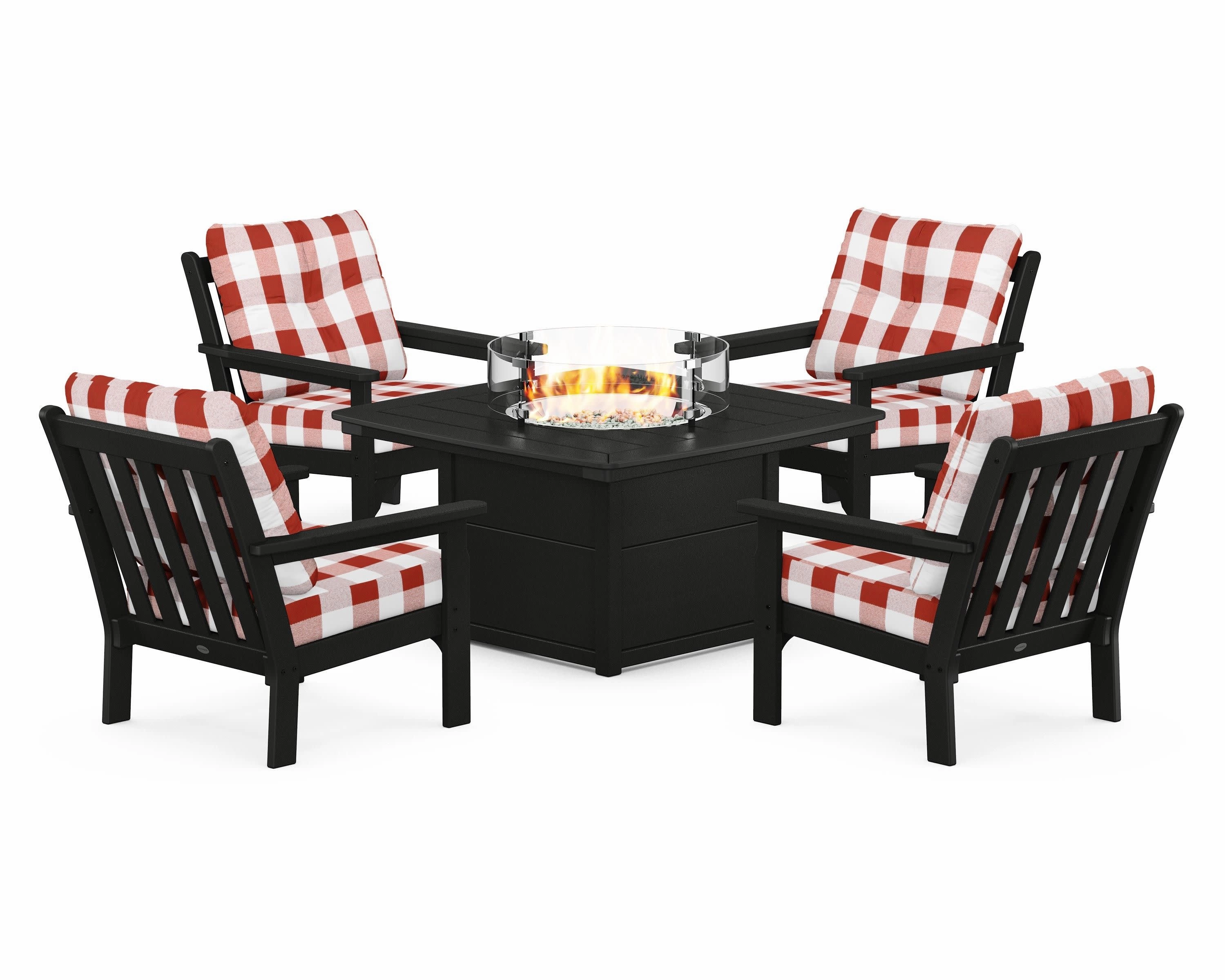 Vineyard 5-Piece Conversation Set with Fire Pit Table