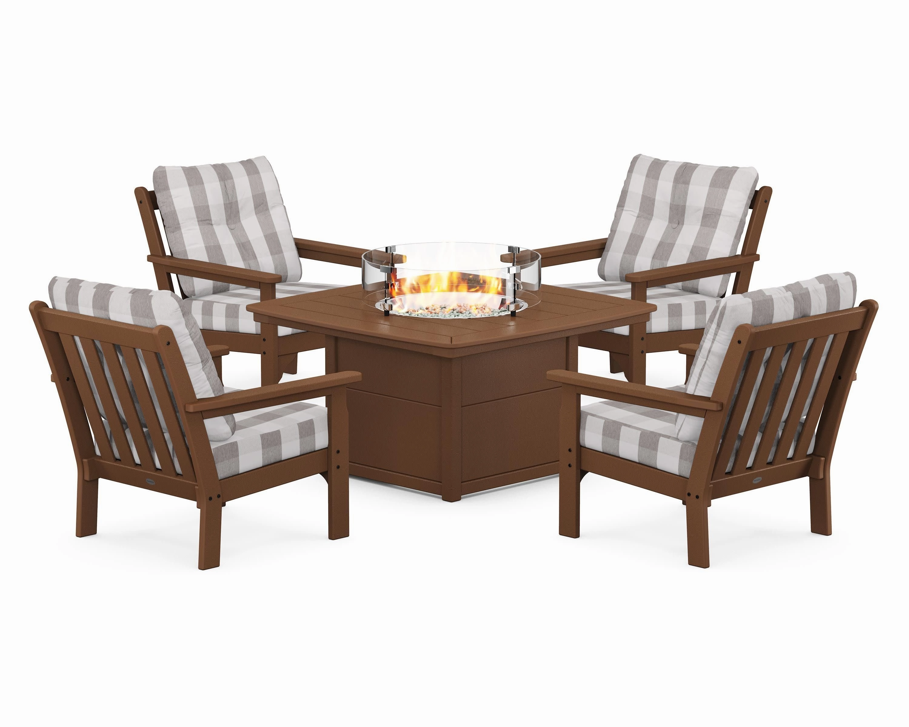 Vineyard 5-Piece Conversation Set with Fire Pit Table