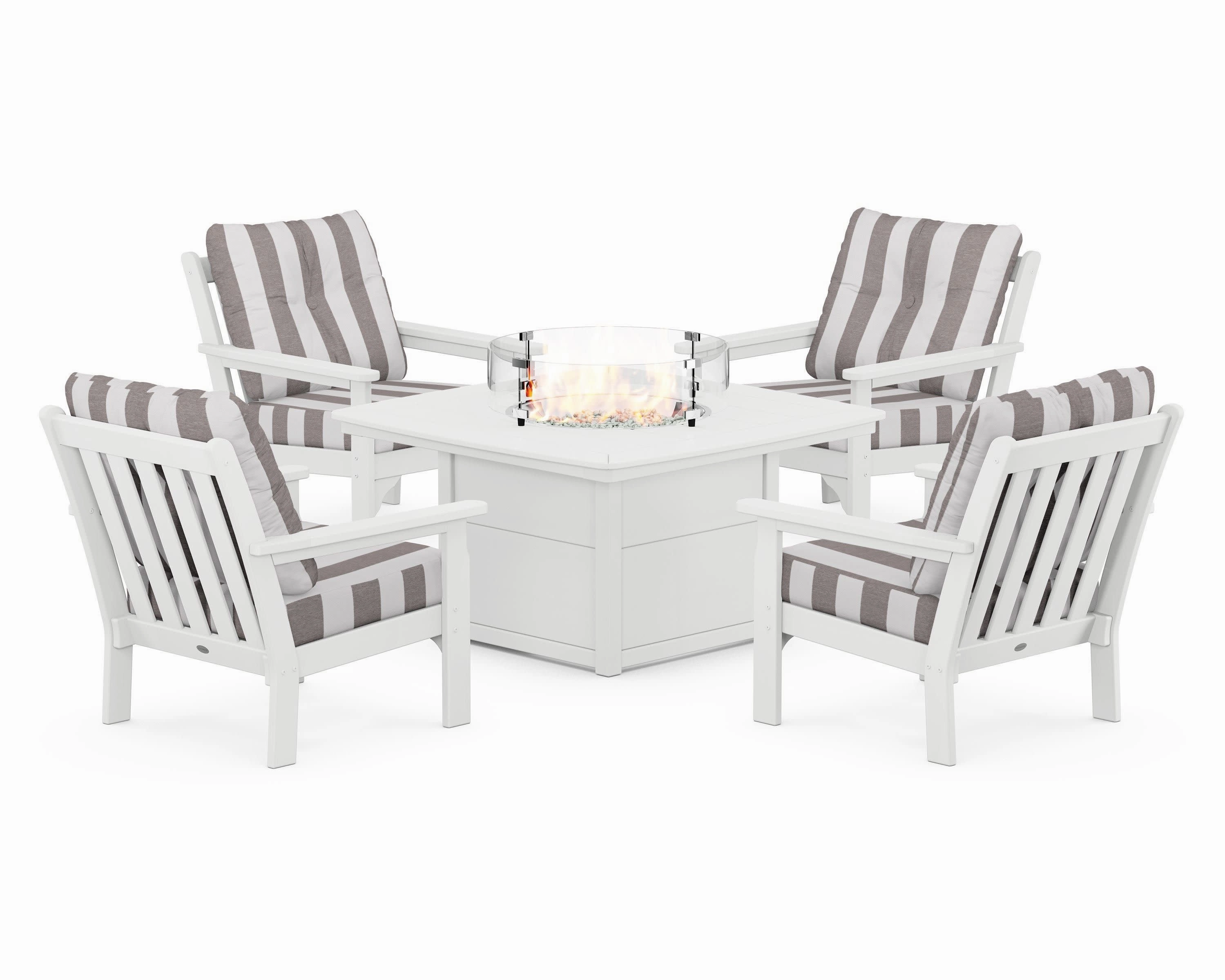 Vineyard 5-Piece Conversation Set with Fire Pit Table
