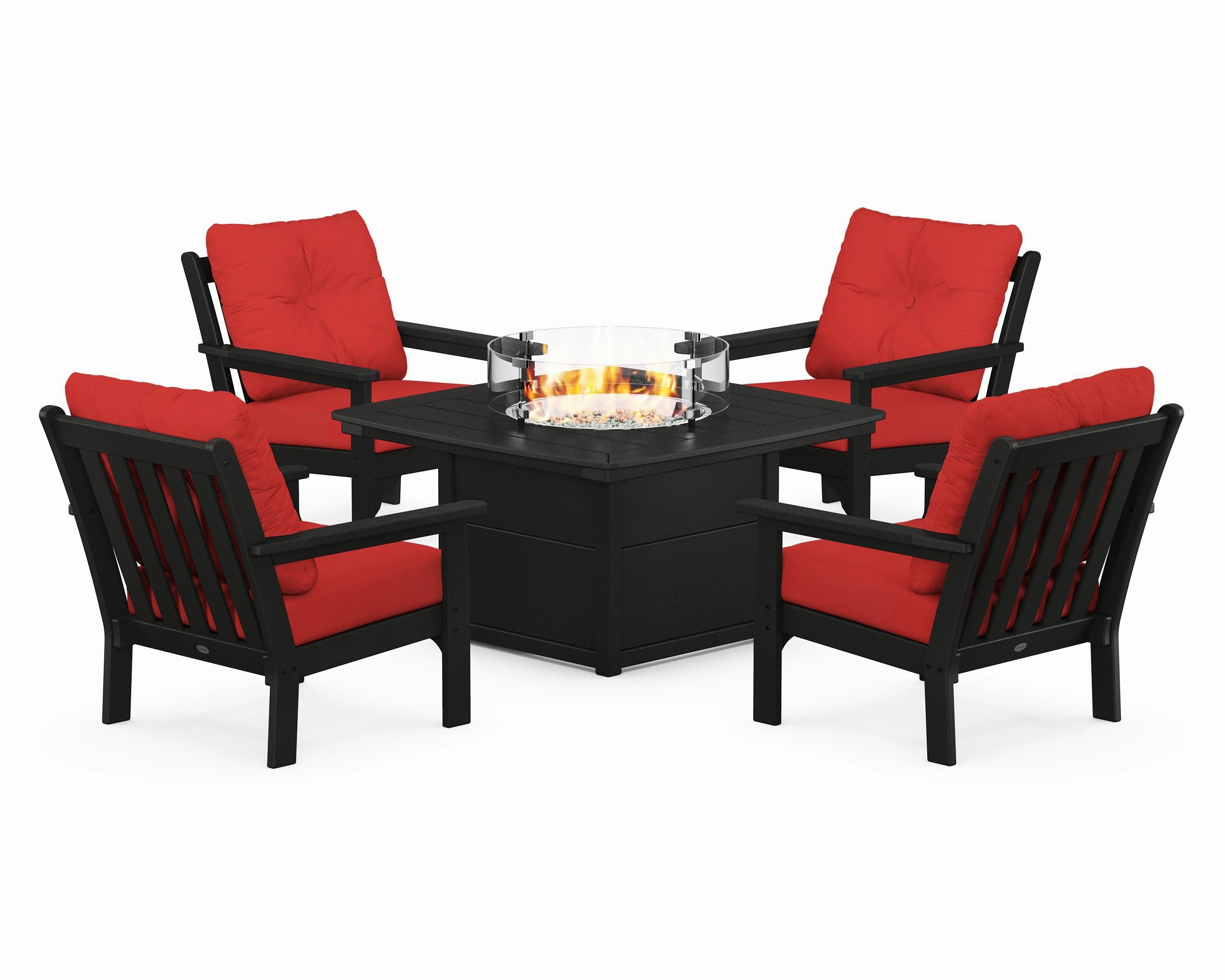 Vineyard 5-Piece Conversation Set with Fire Pit Table
