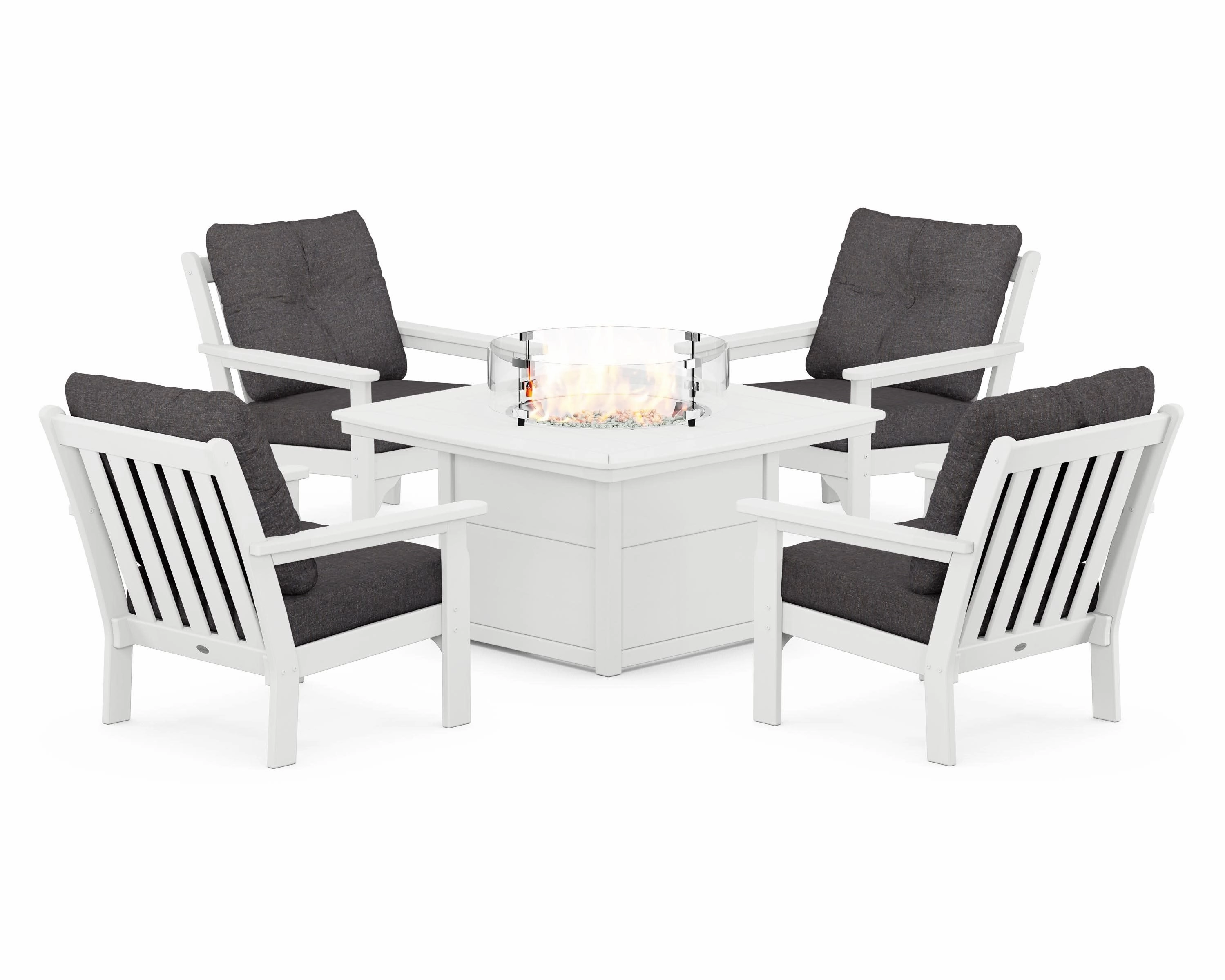 Vineyard 5-Piece Conversation Set with Fire Pit Table