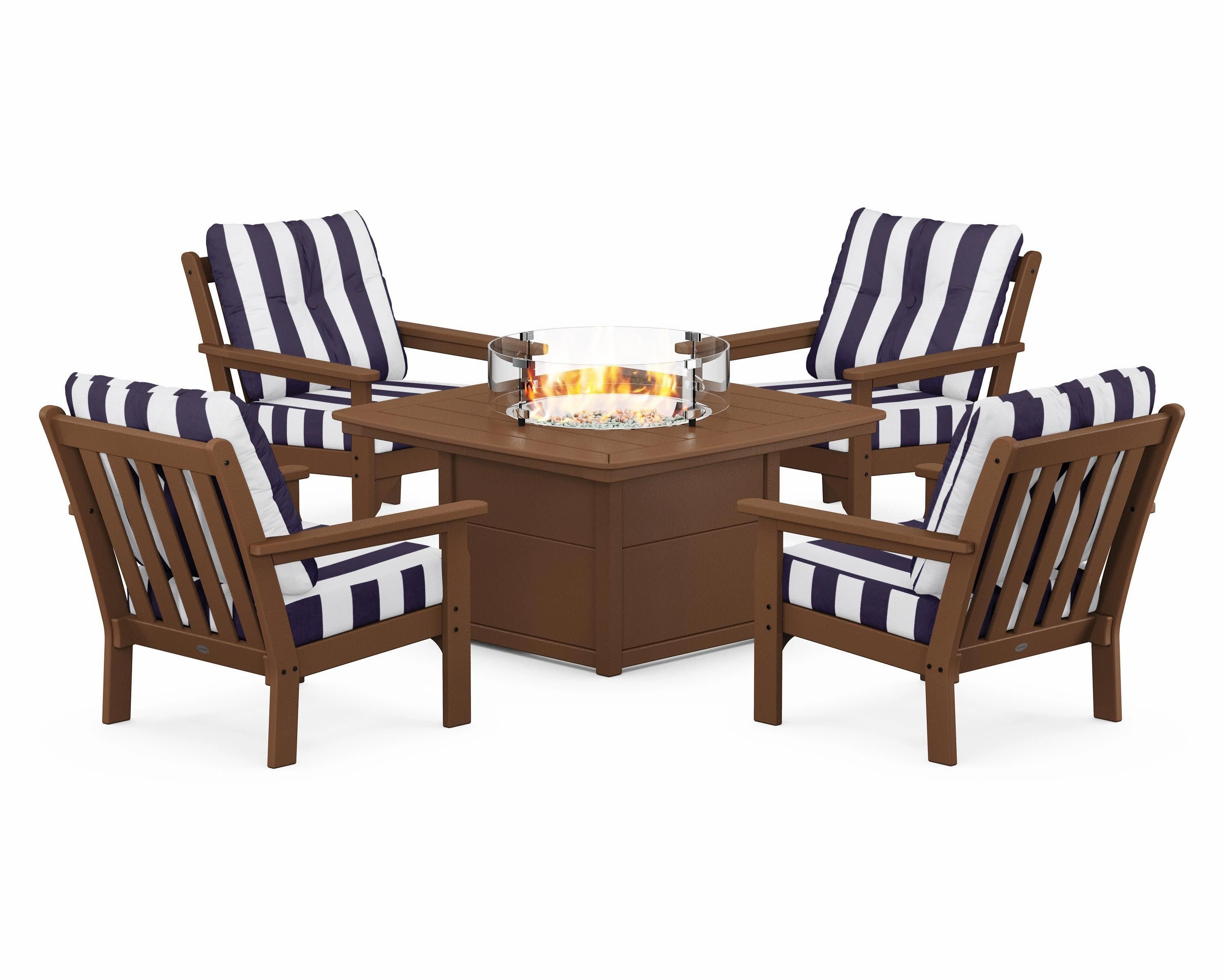 Vineyard 5-Piece Conversation Set with Fire Pit Table