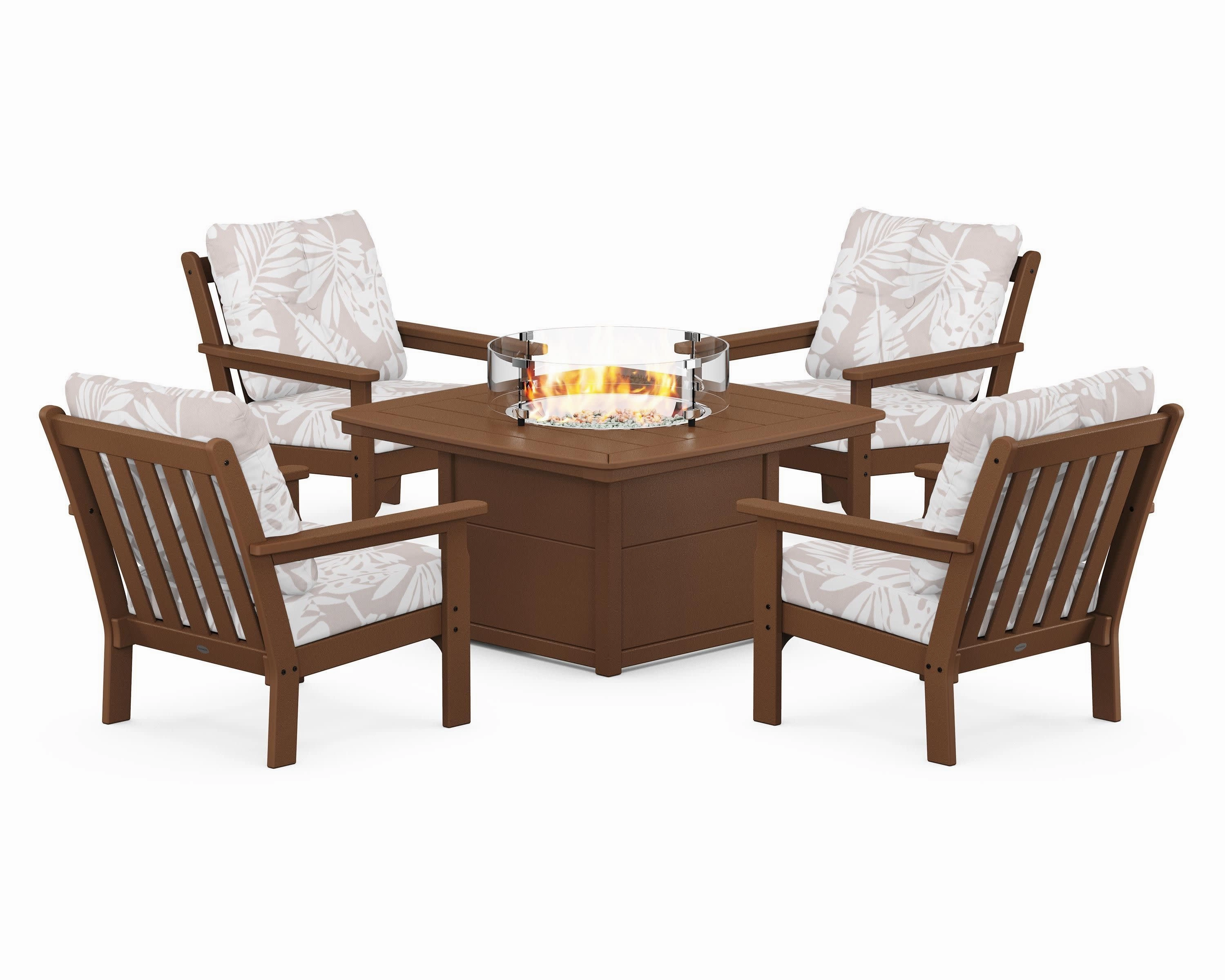 Vineyard 5-Piece Conversation Set with Fire Pit Table