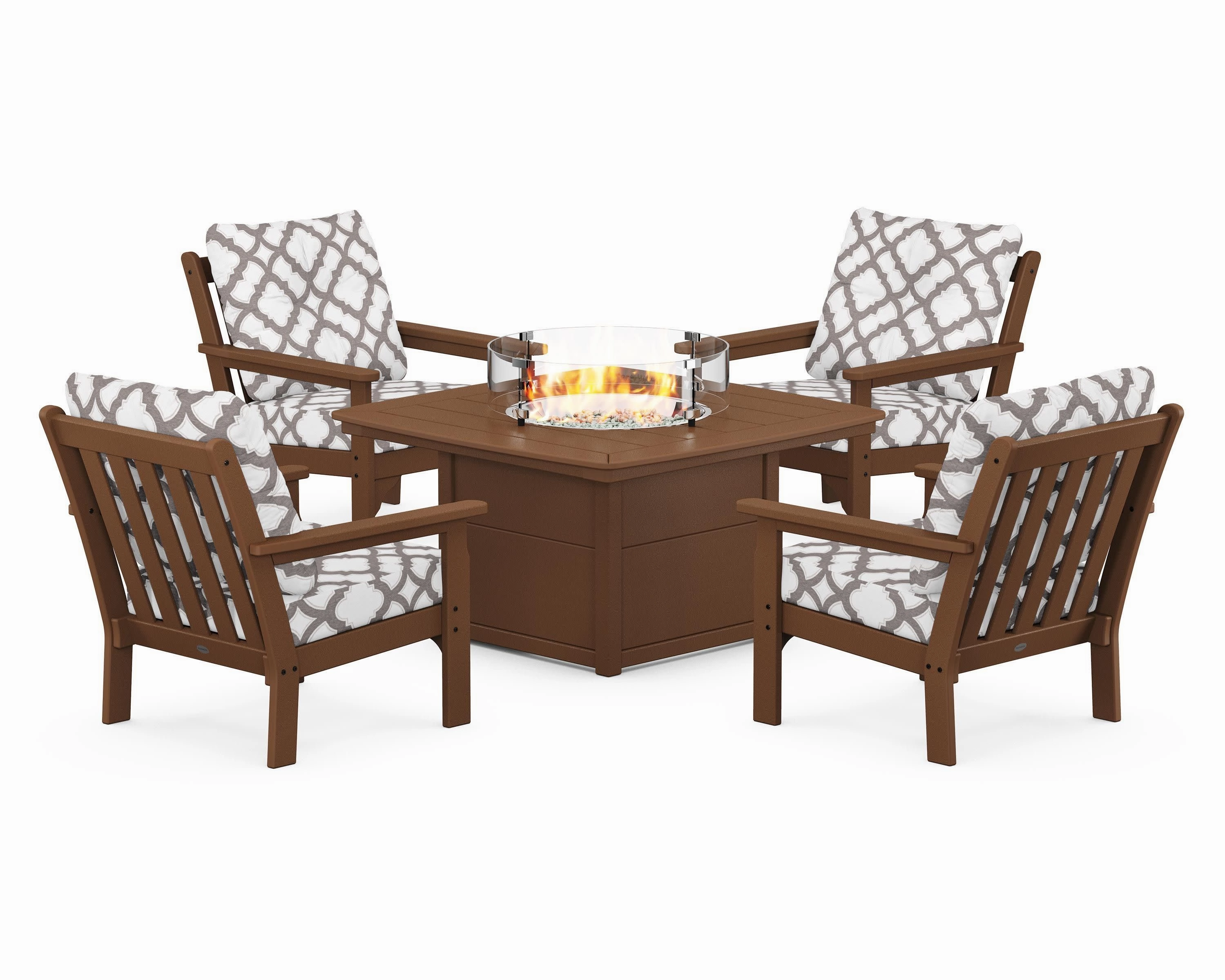 Vineyard 5-Piece Conversation Set with Fire Pit Table