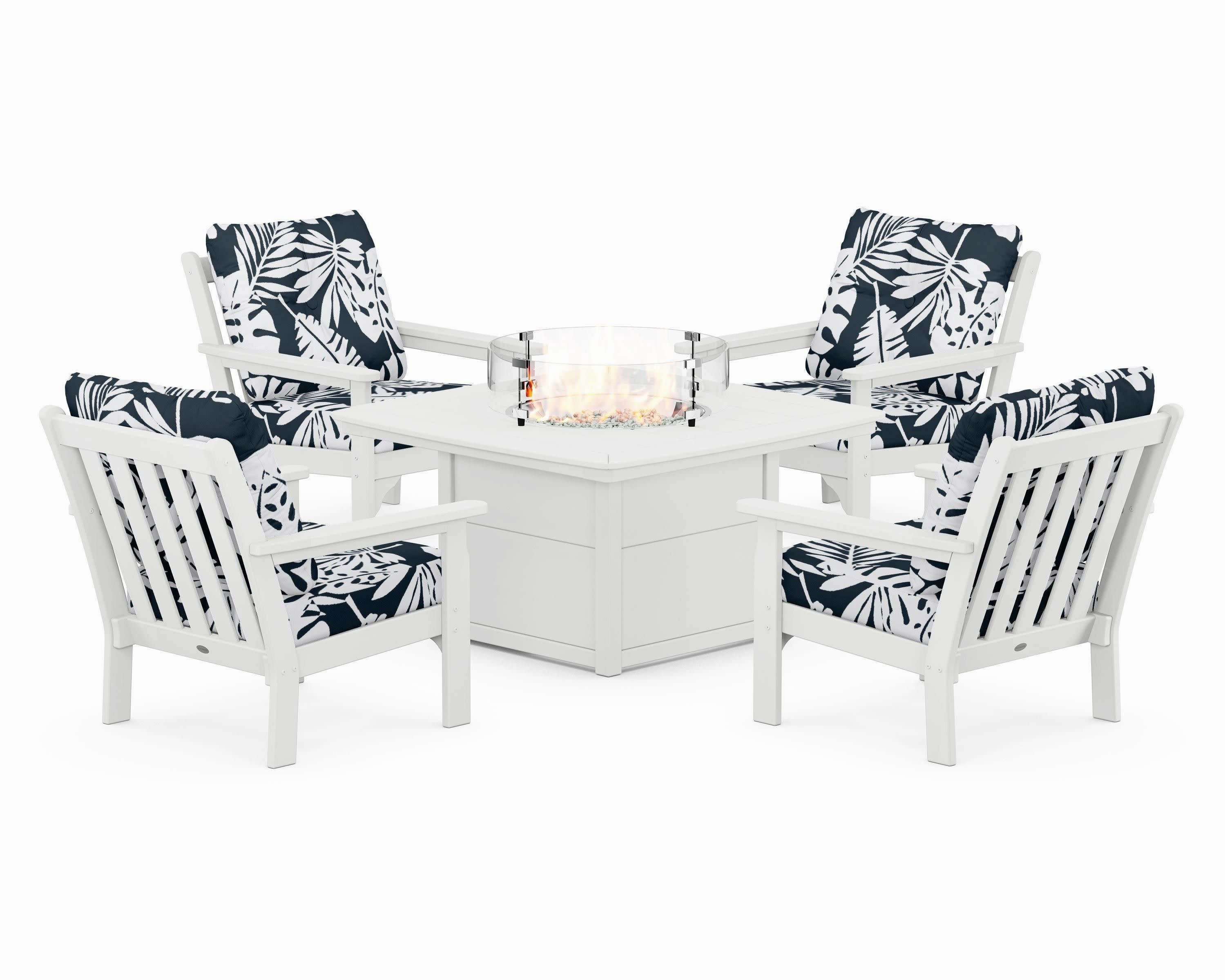 Vineyard 5-Piece Conversation Set with Fire Pit Table