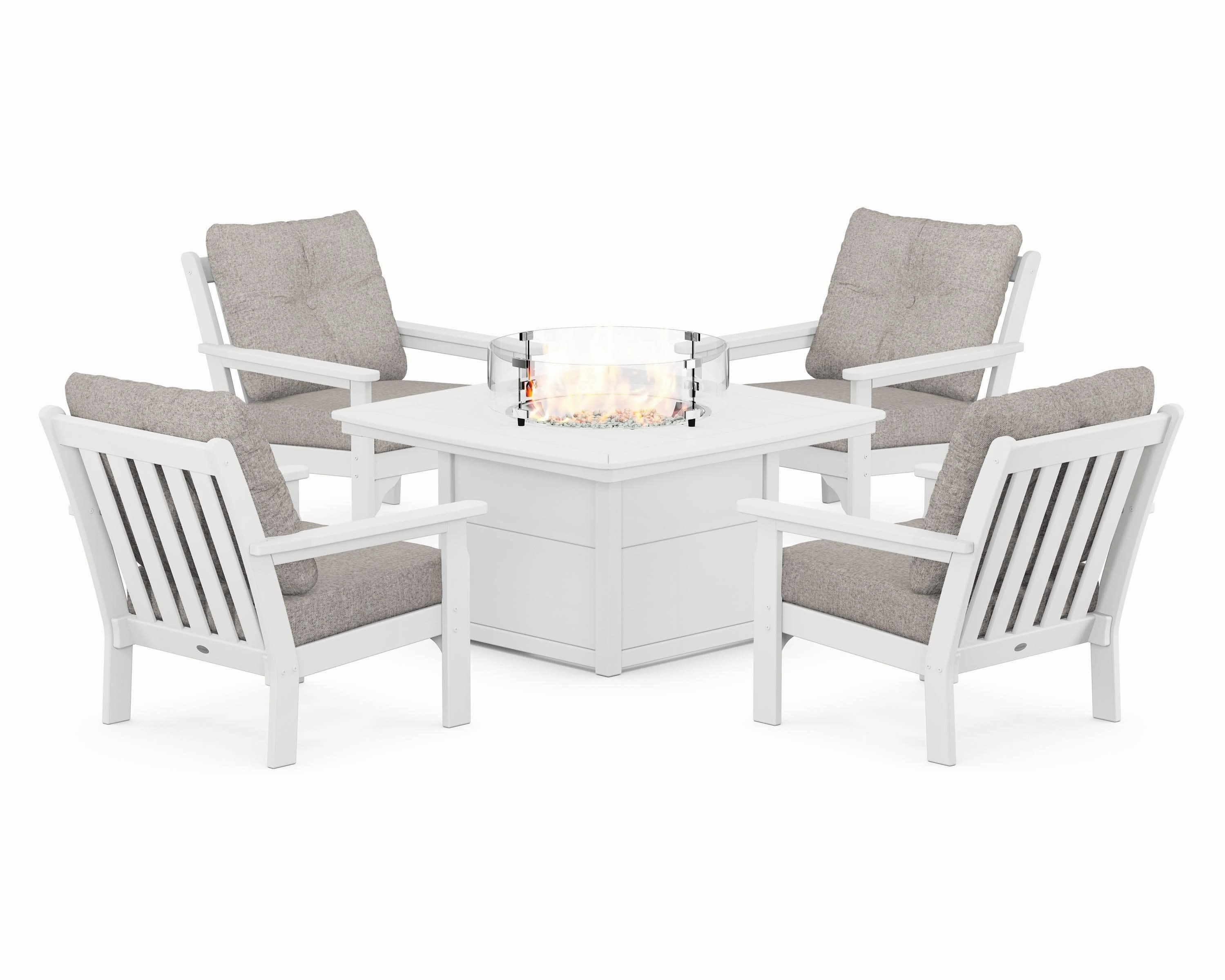 Vineyard 5-Piece Conversation Set with Fire Pit Table