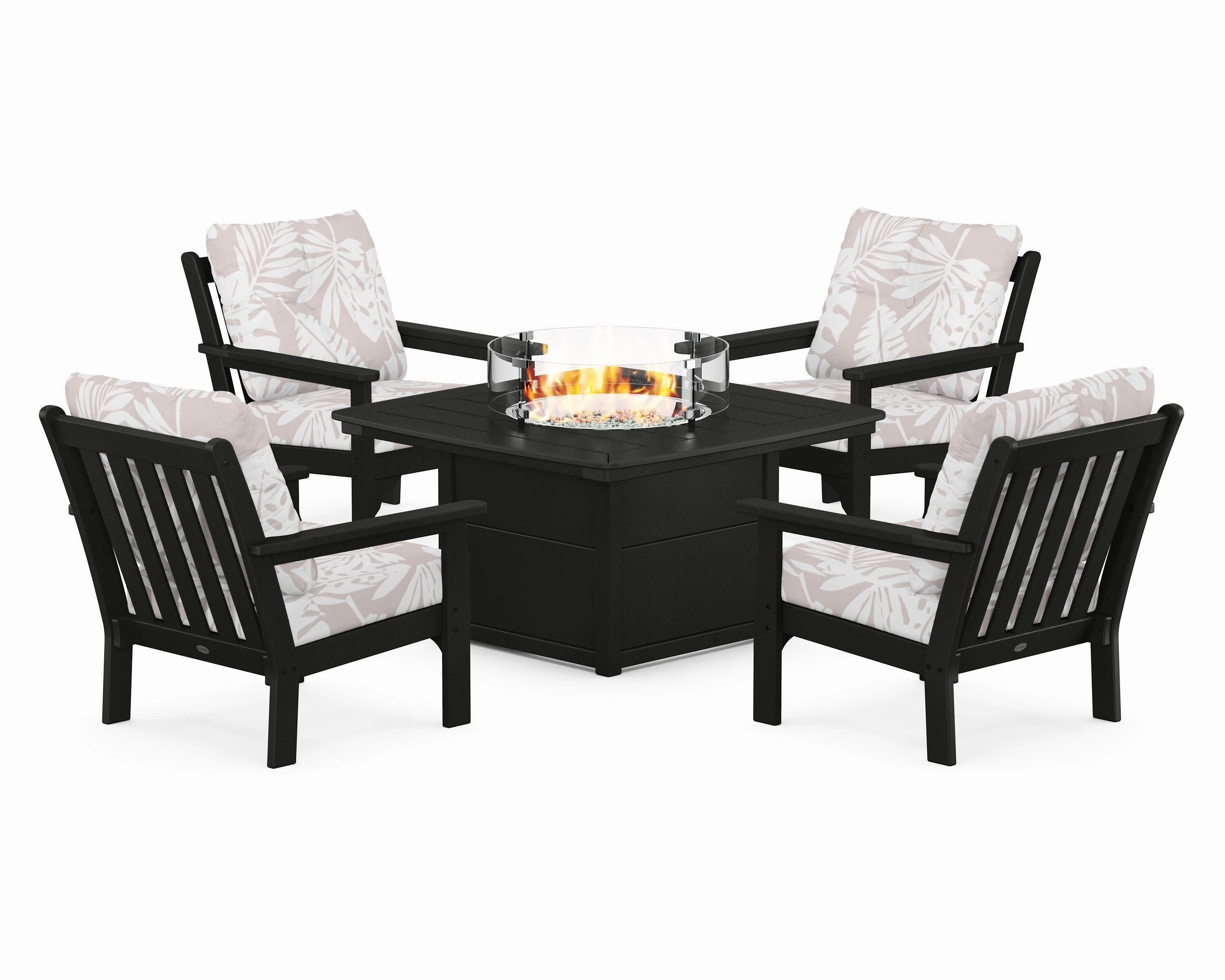 Vineyard 5-Piece Conversation Set with Fire Pit Table