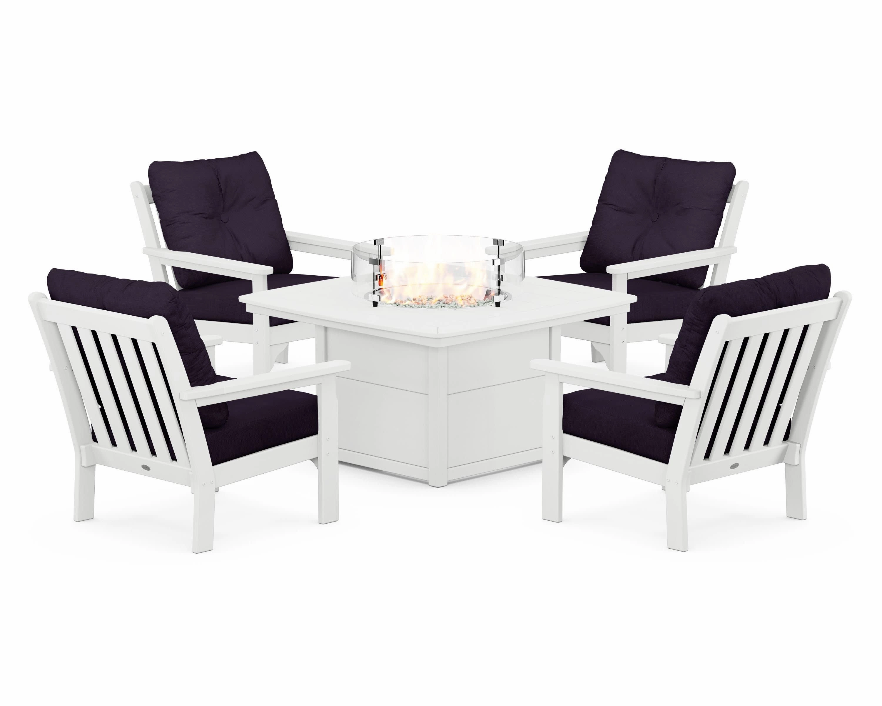Vineyard 5-Piece Conversation Set with Fire Pit Table