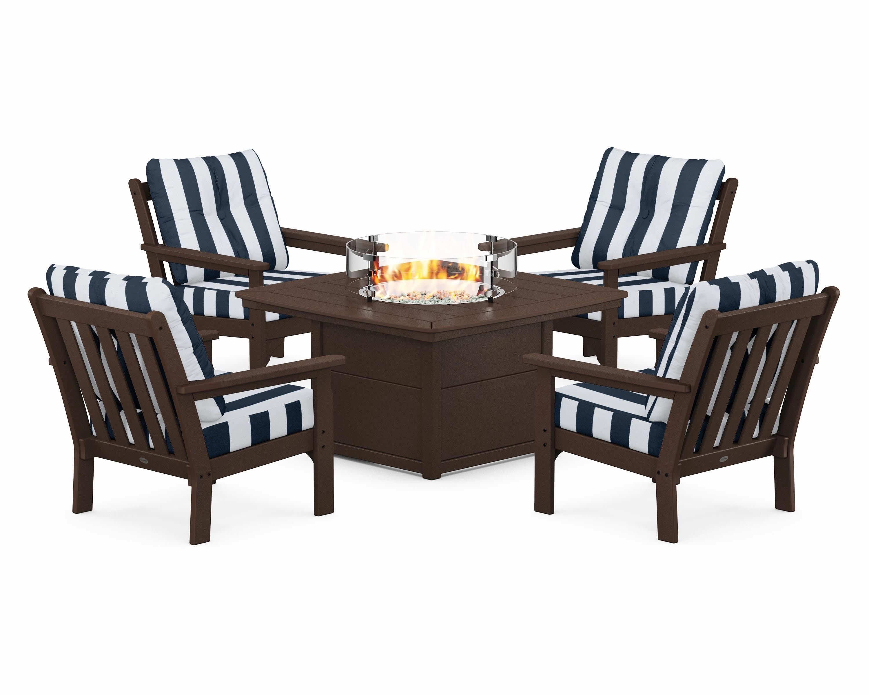 Vineyard 5-Piece Conversation Set with Fire Pit Table