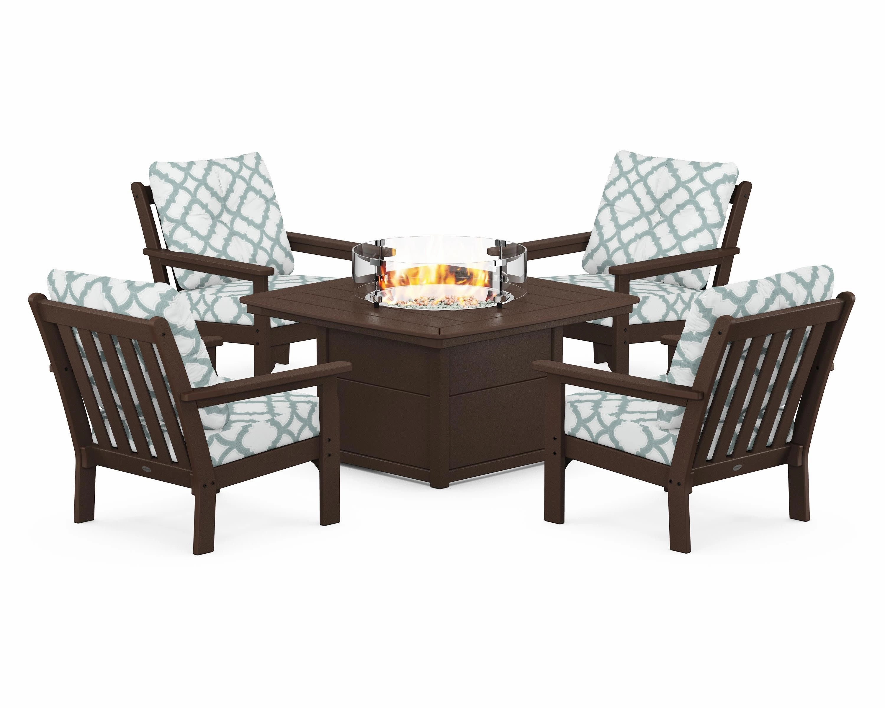 Vineyard 5-Piece Conversation Set with Fire Pit Table