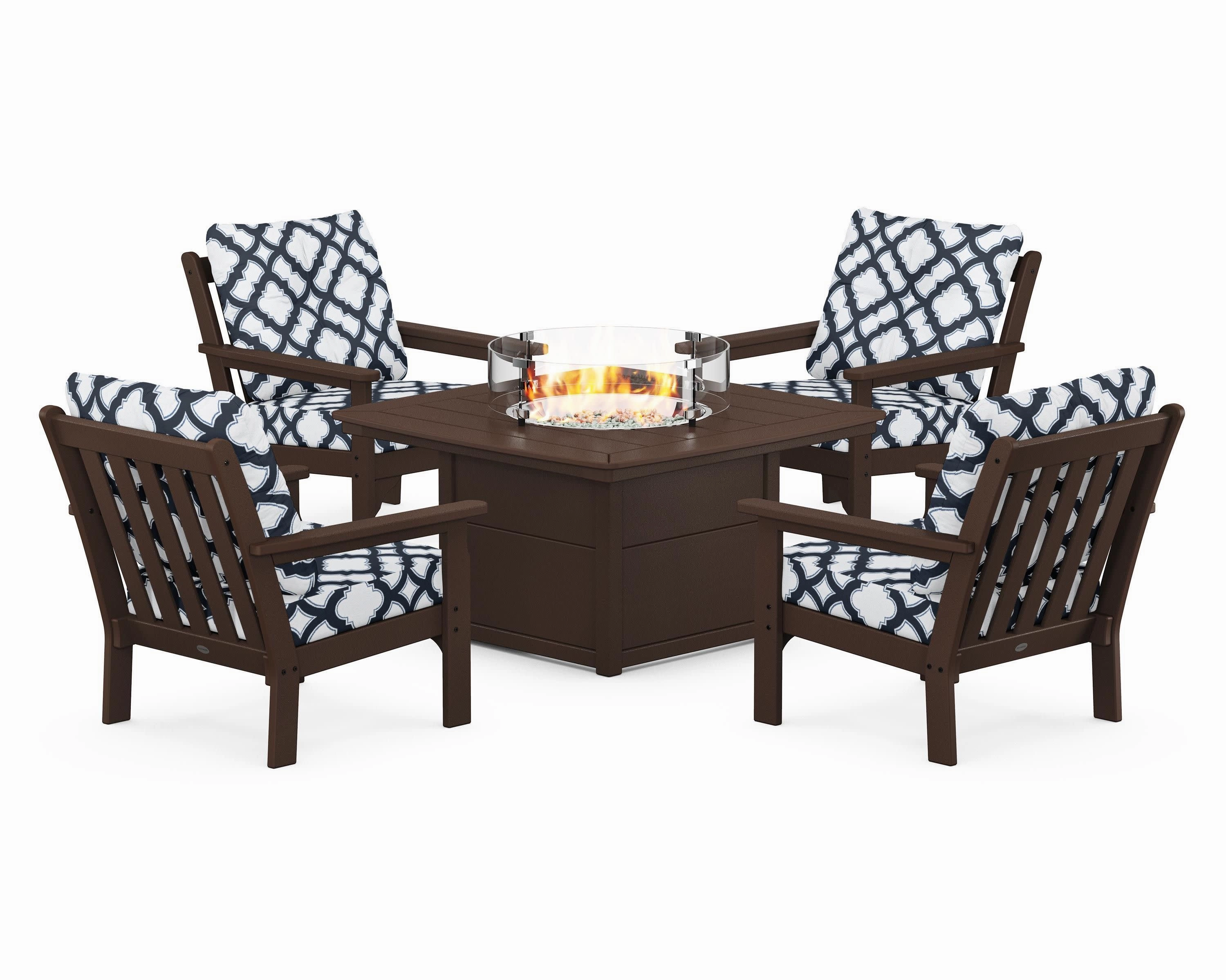 Vineyard 5-Piece Conversation Set with Fire Pit Table