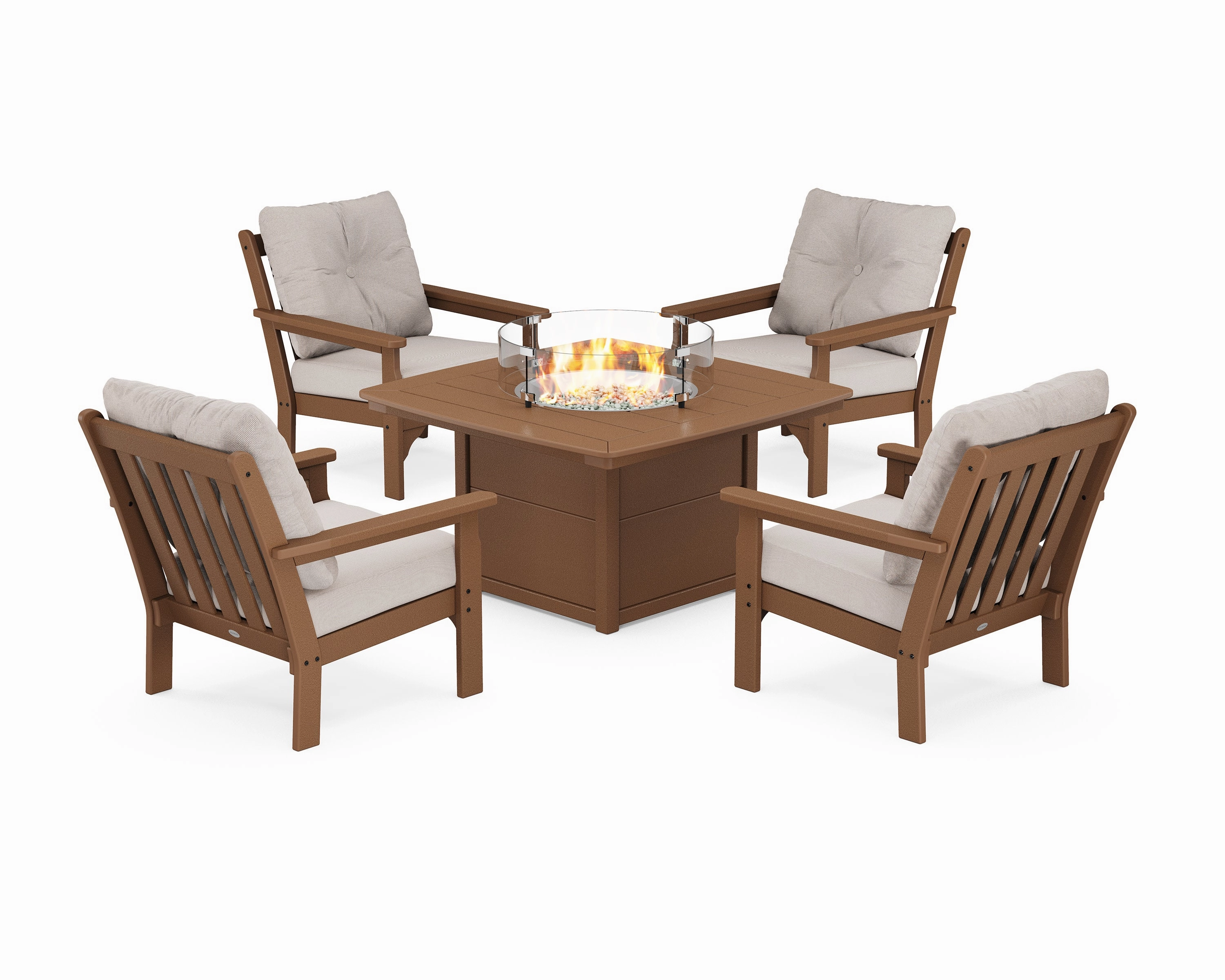 Vineyard 5-Piece Conversation Set with Fire Pit Table