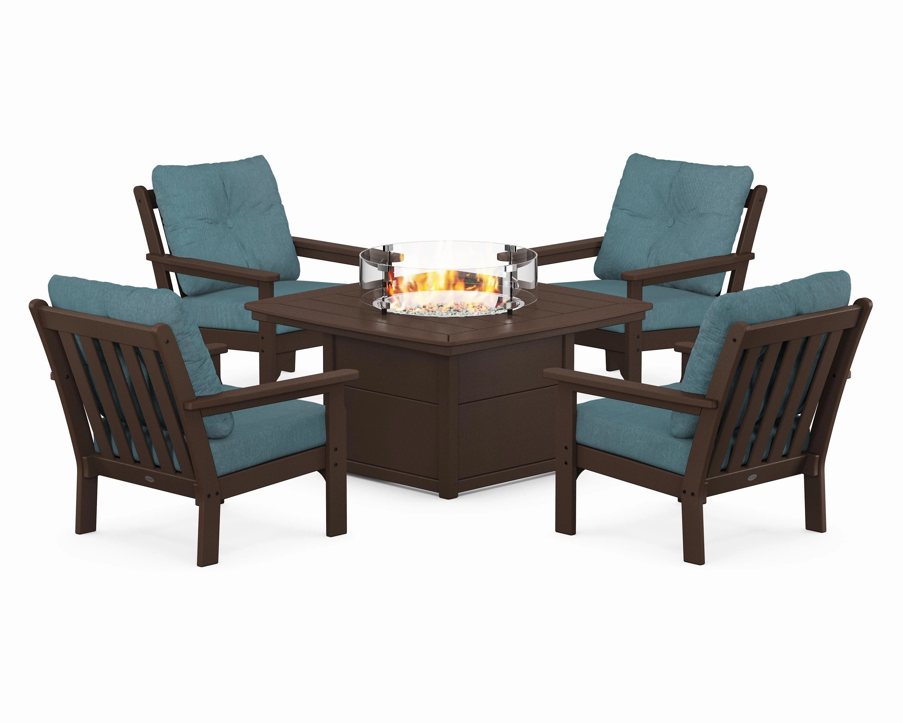 Vineyard 5-Piece Conversation Set with Fire Pit Table