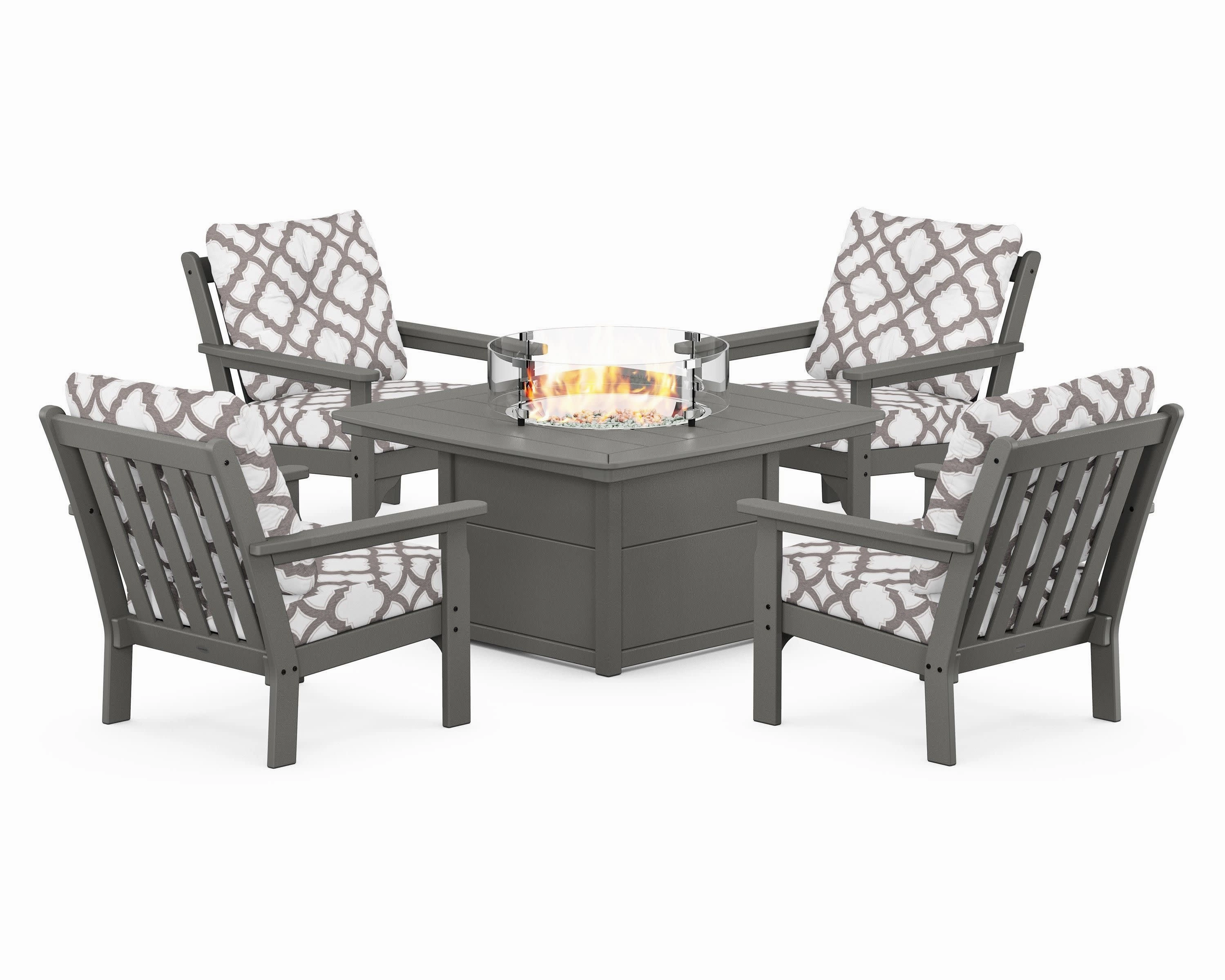 Vineyard 5-Piece Conversation Set with Fire Pit Table